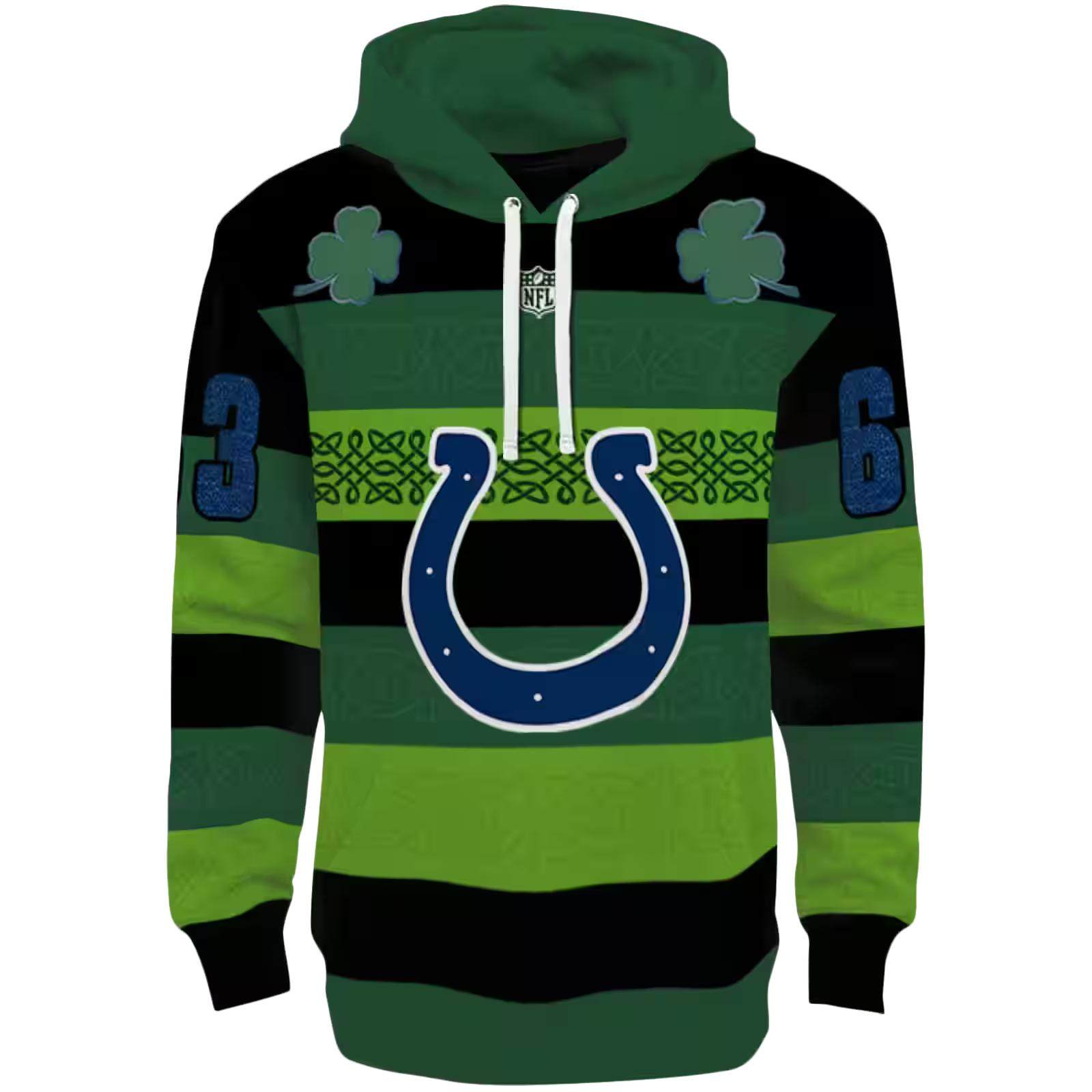 Personalized Indianapolis Colts Celtic Patterns Green Hoodie