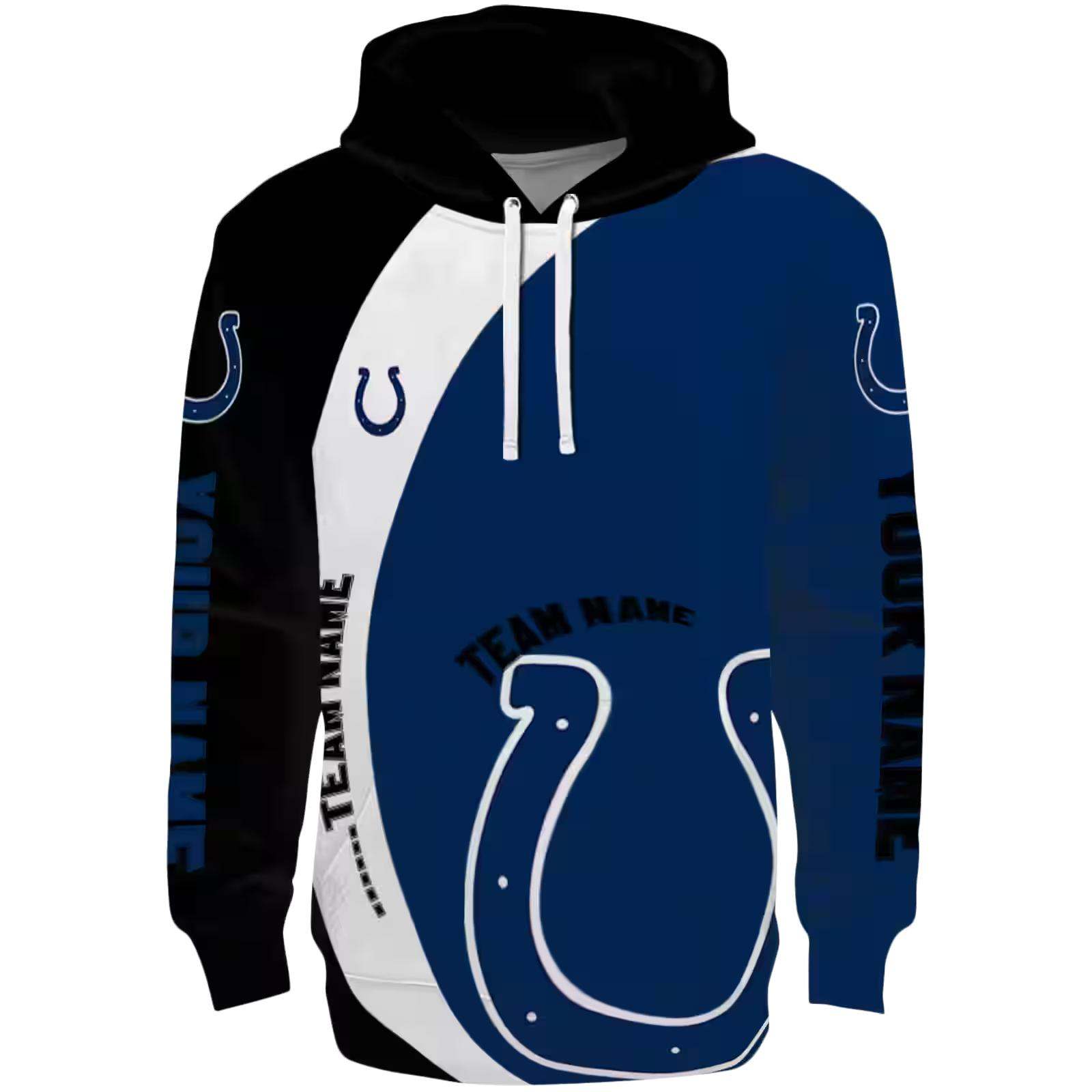 Personalized Indianapolis Colts Minimalist Design Blue Black Hoodie