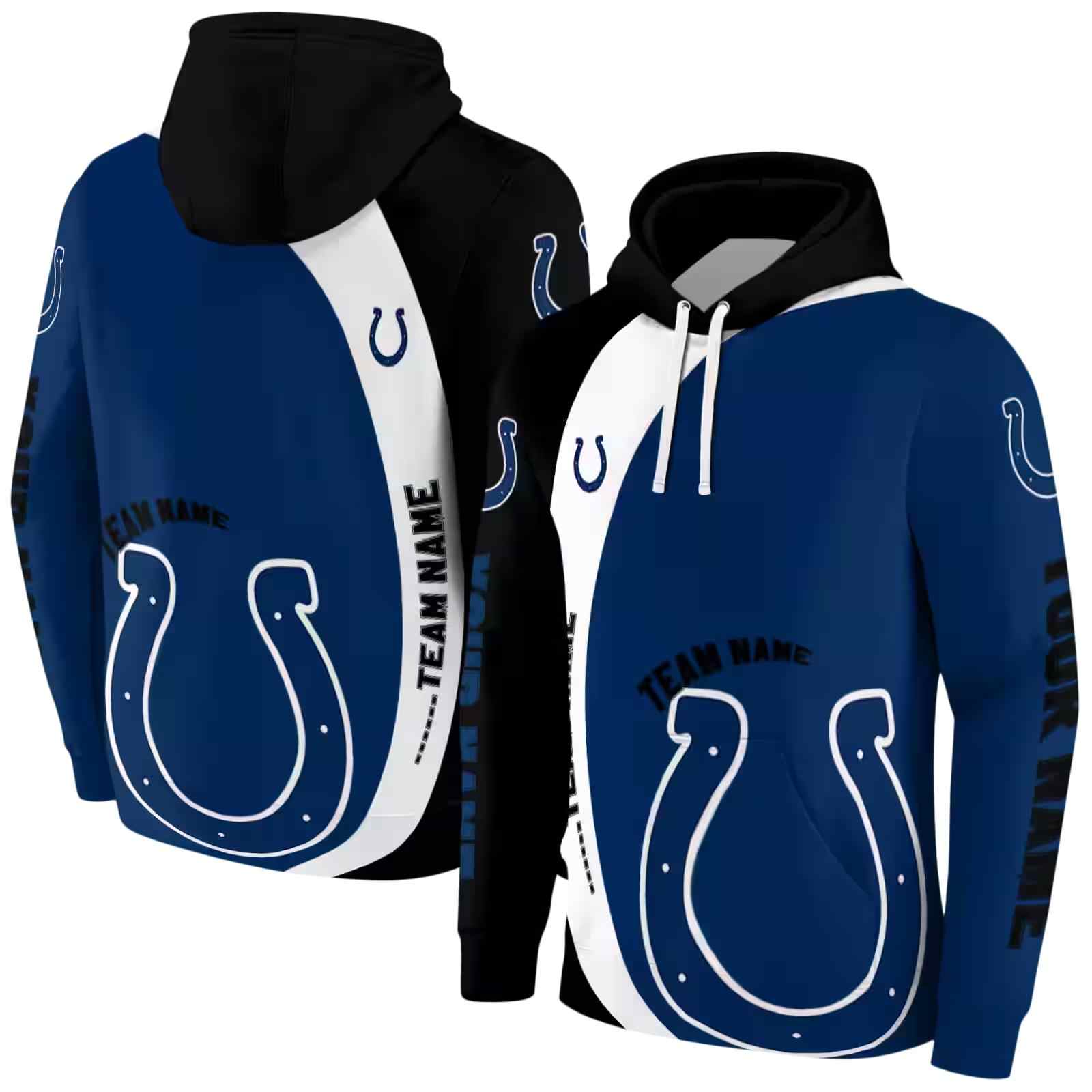 personalized indianapolis colts minimalist design blue black hoodie fashion forward