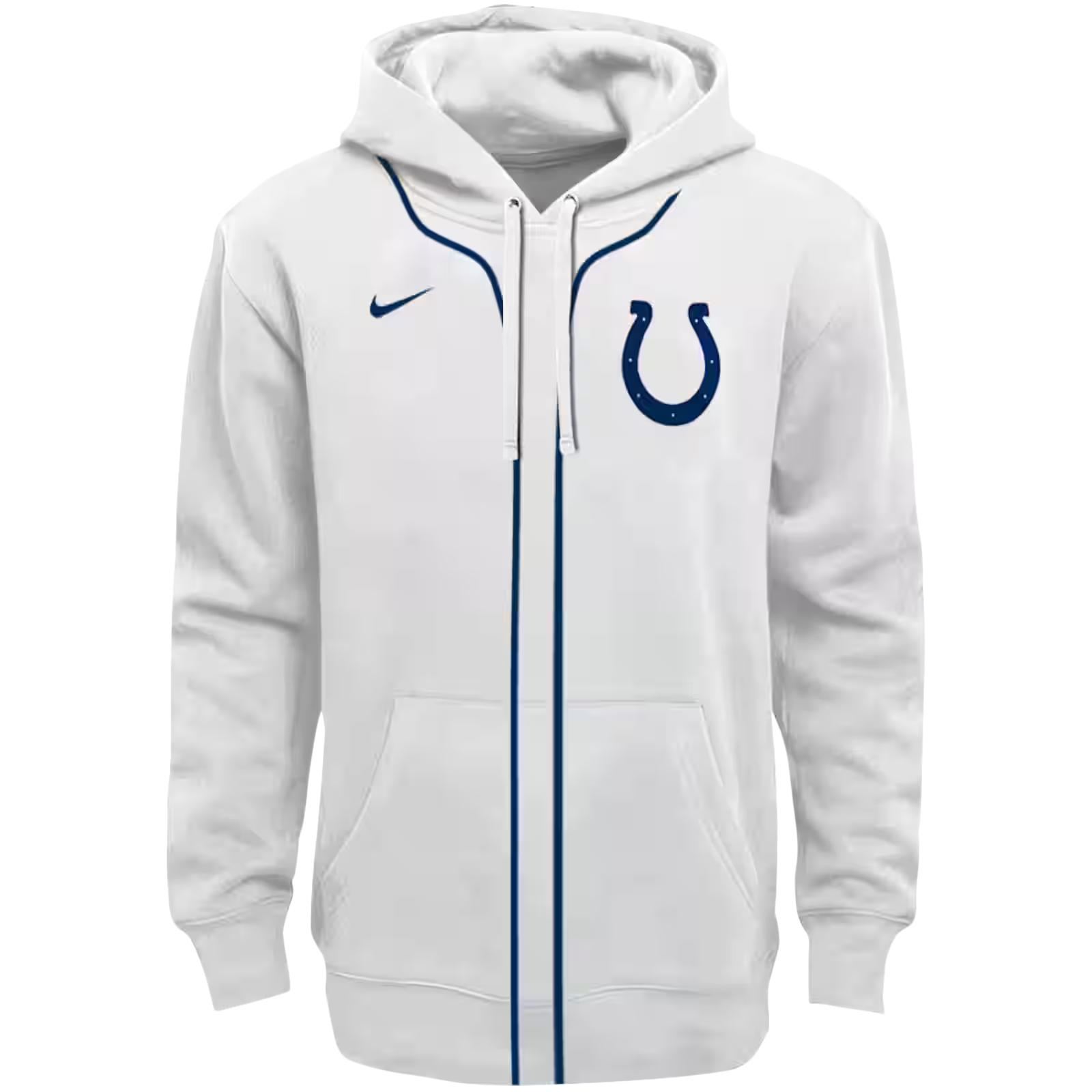 Personalized Indianapolis Colts Sporty Stripe White Hoodie