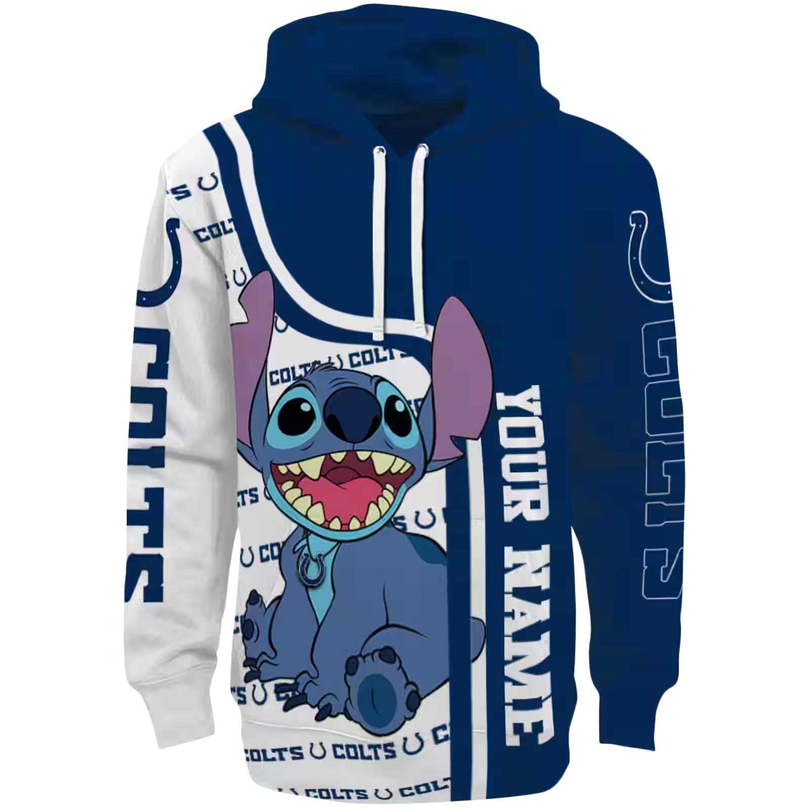 Personalized Indianapolis Colts Stitch Blue Hoodie