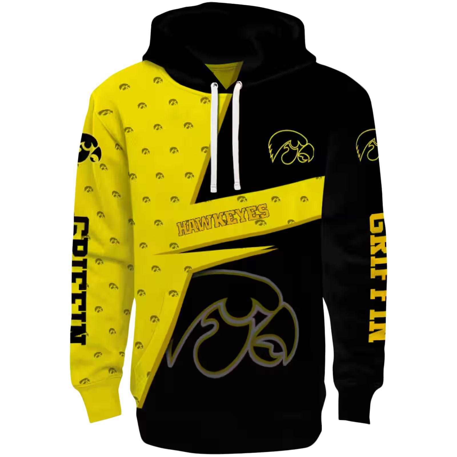 Personalized Iowa Hawkeyes Abstract Shape Black Hoodie