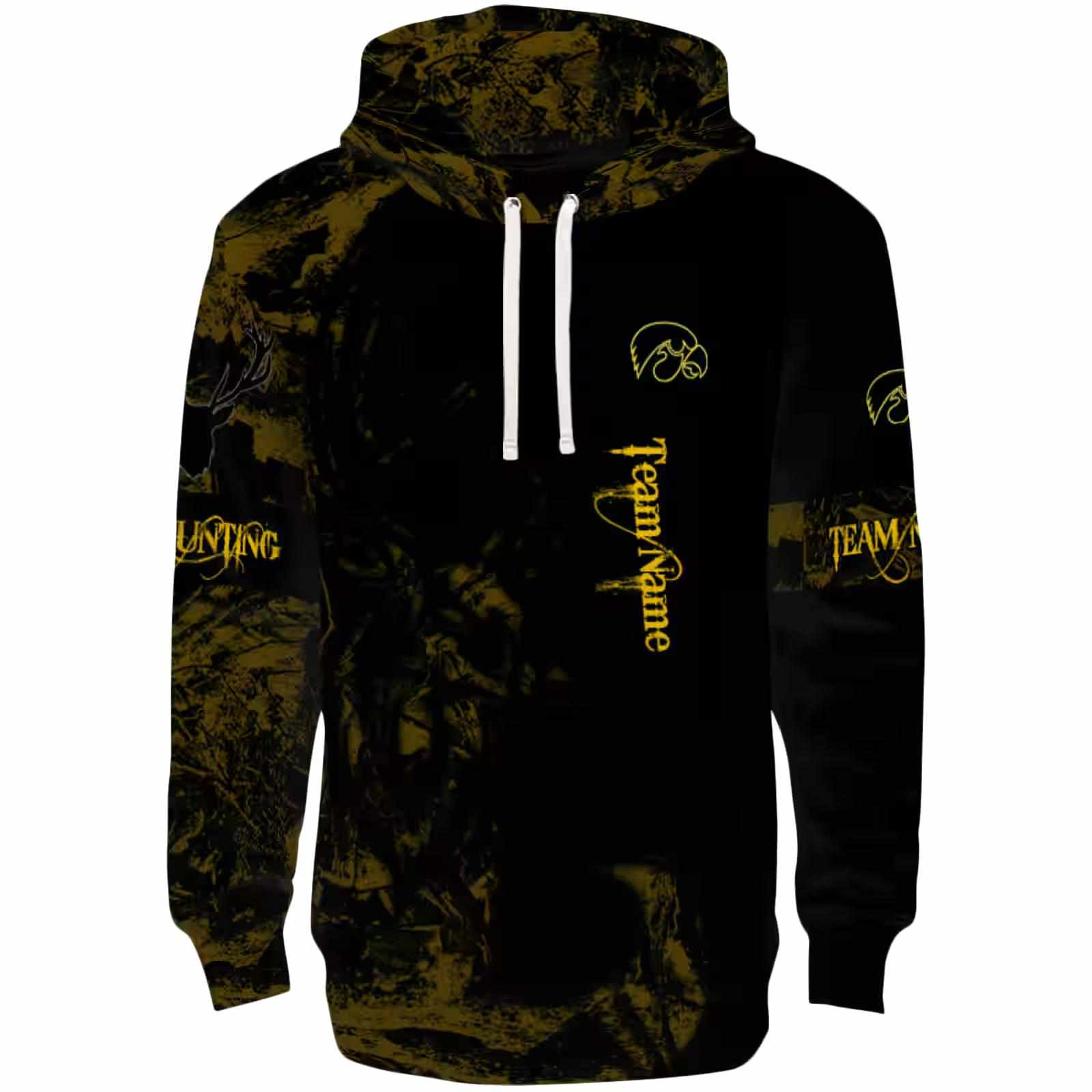 Personalized Iowa Hawkeyes Deer Silhouette Black Hoodie