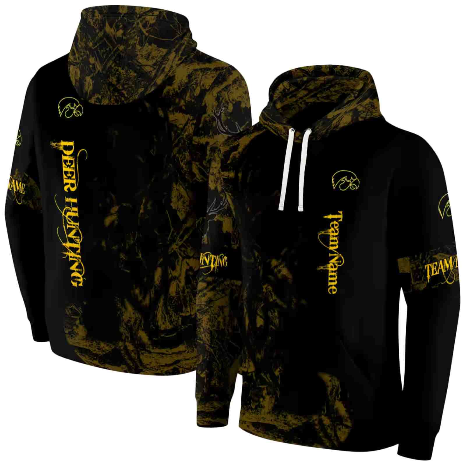 personalized iowa hawkeyes deer silhouette black hoodie fashion forward