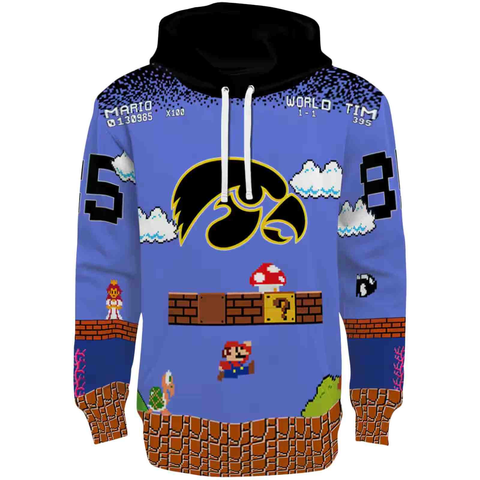 Personalized Iowa Hawkeyes Mario Blue Black Hoodie