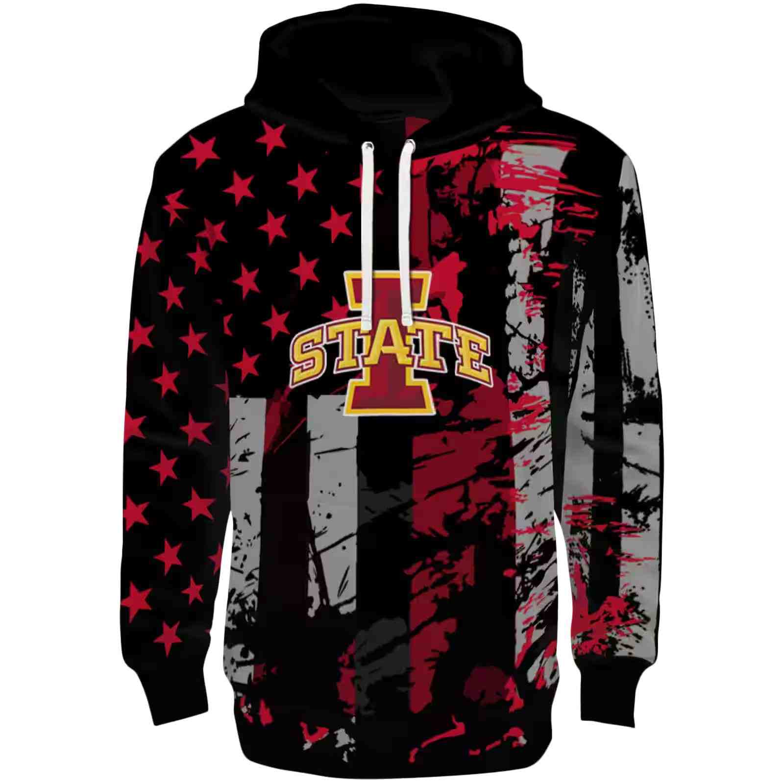 Personalized Iowa State Cyclones Distressed Flag Red Black Hoodie