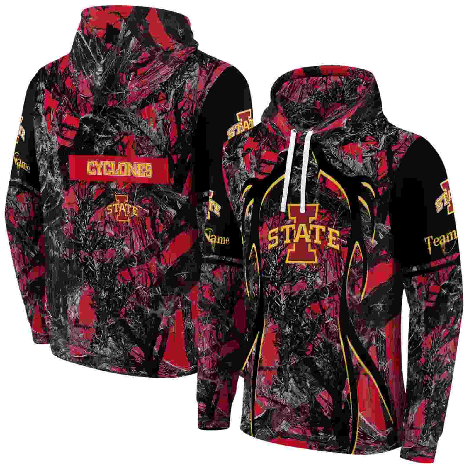 personalized iowa state cyclones hunting theme red black hoodie fashion forward