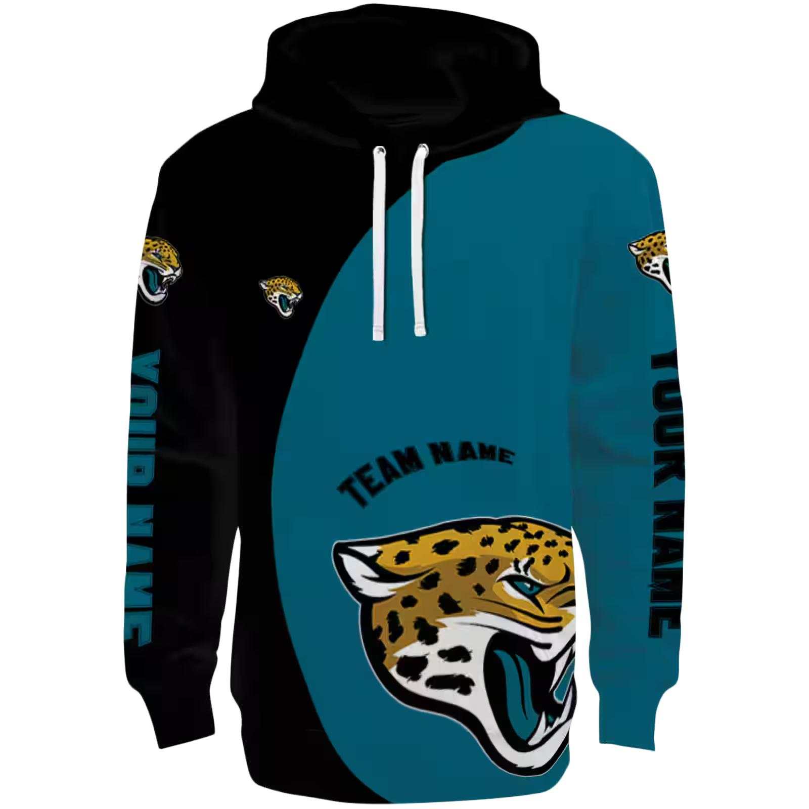 Personalized Jacksonville Jaguars Minimalist Design Teal Black Hoodie