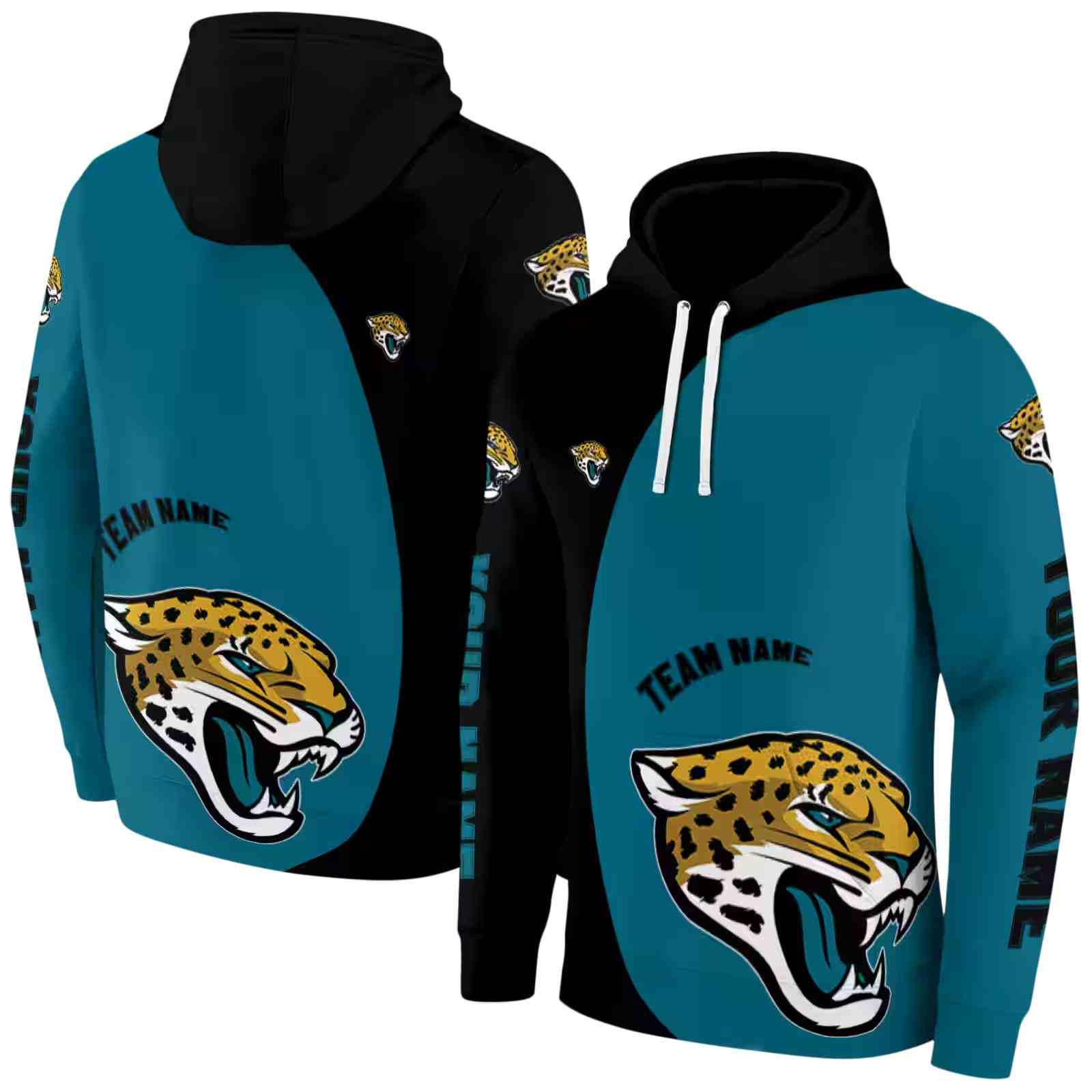 personalized jacksonville jaguars minimalist design teal black hoodie fashion forward