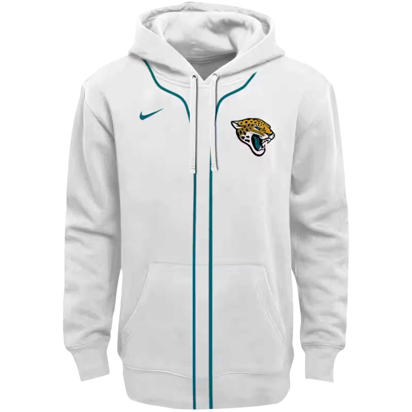 Personalized Jacksonville Jaguars Sporty Stripe White Hoodie