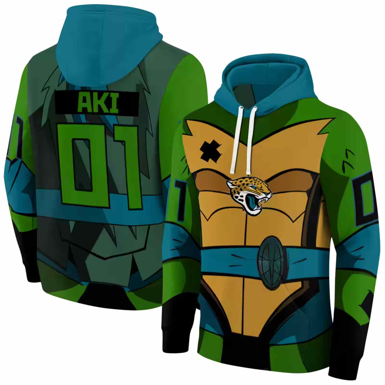 personalized jacksonville jaguars superhero armor teal green hoodie fashion forward