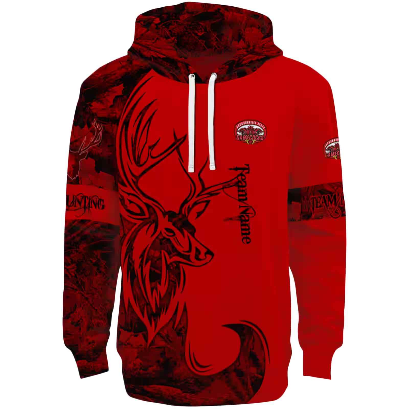 Personalized Jacksonville State Gamecocks Deer Silhouette Red Hoodie