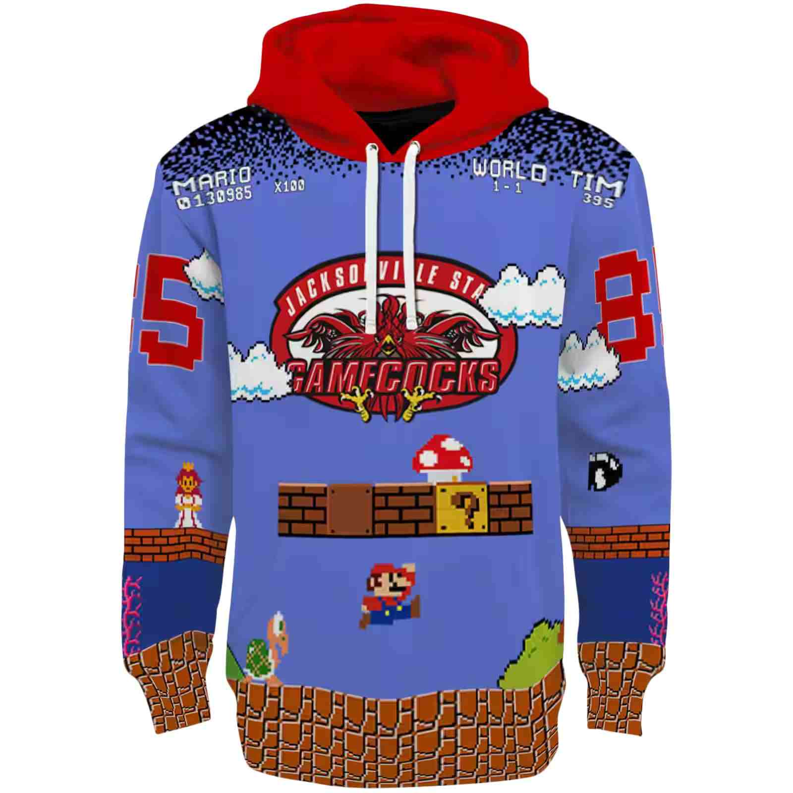 Personalized Jacksonville State Gamecocks Mario Blue Black Hoodie