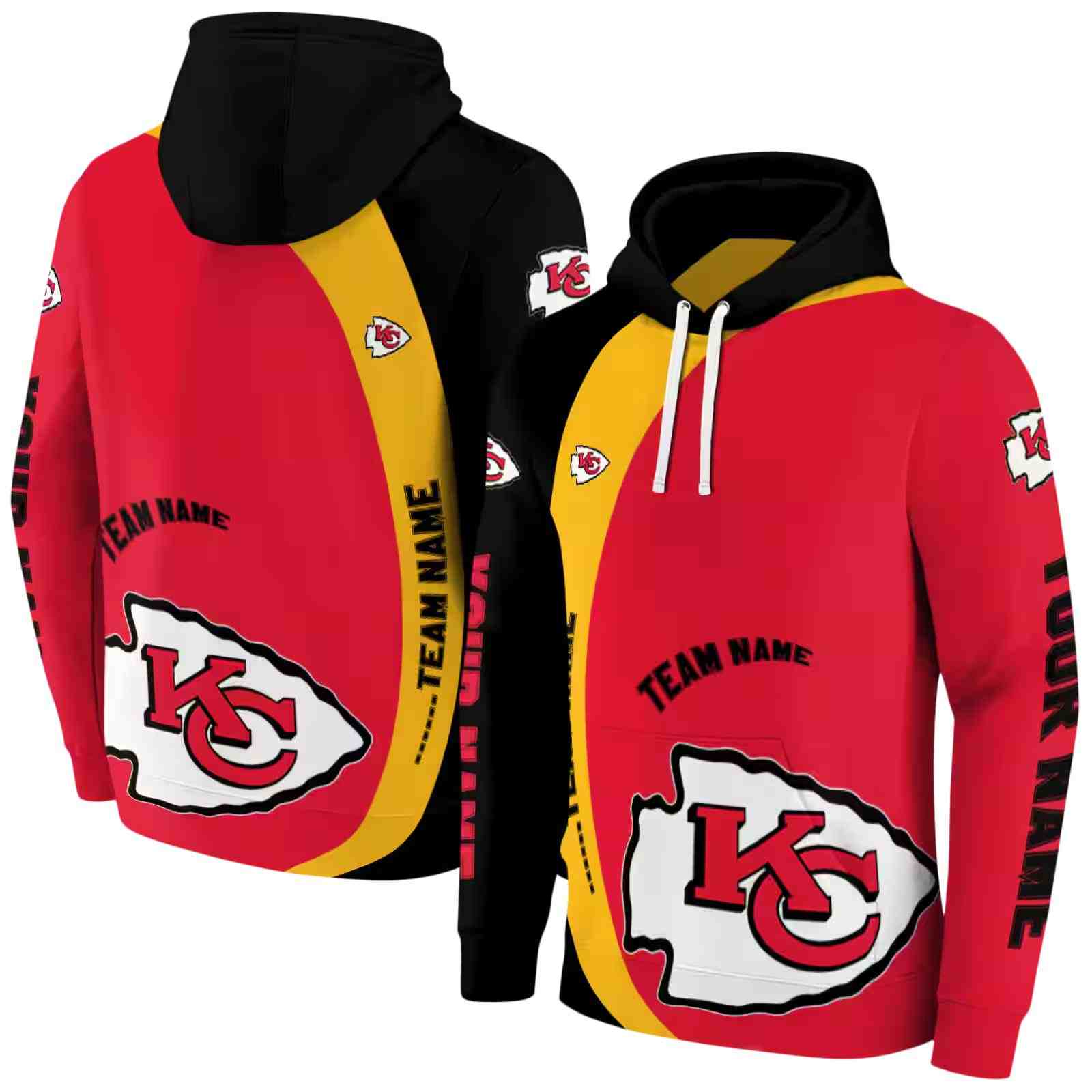 personalized kansas city chiefs minimalist design red black hoodie fashion forward