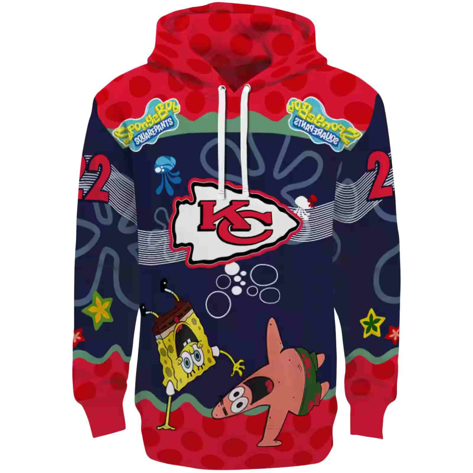 Personalized Kansas City Chiefs Spongebob Patrick Star Red Navy Hoodie