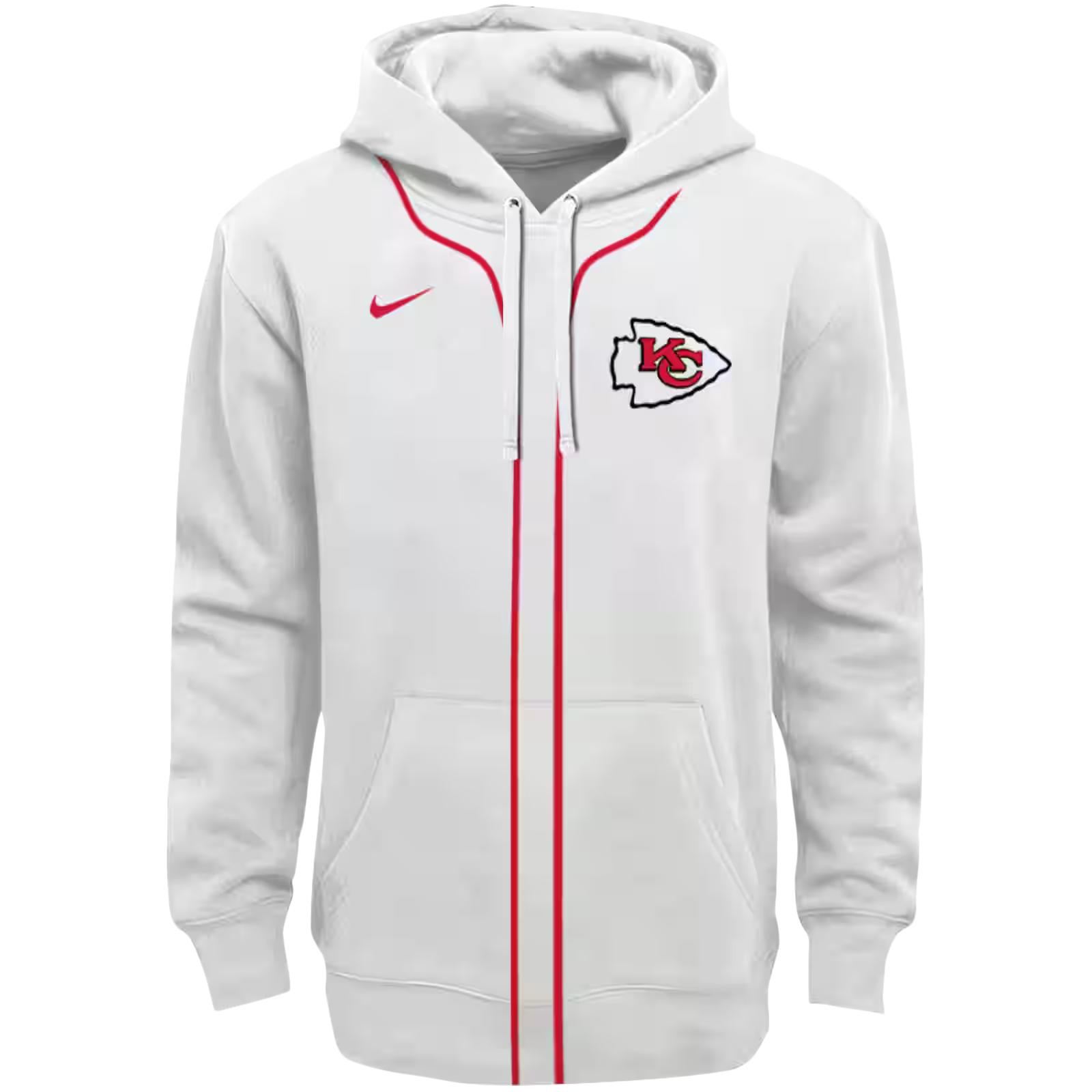 Personalized Kansas City Chiefs Sporty Stripe White Hoodie