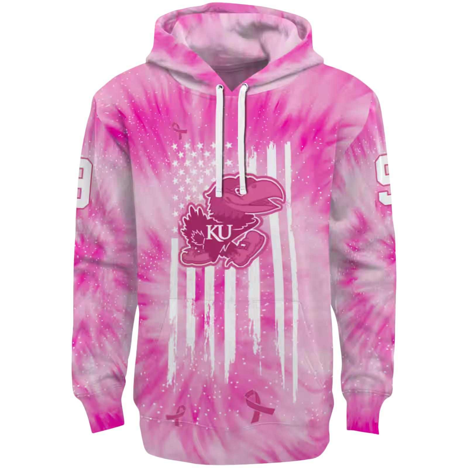 Personalized Kansas Jayhawks Cancer Support Pink Hoodie
