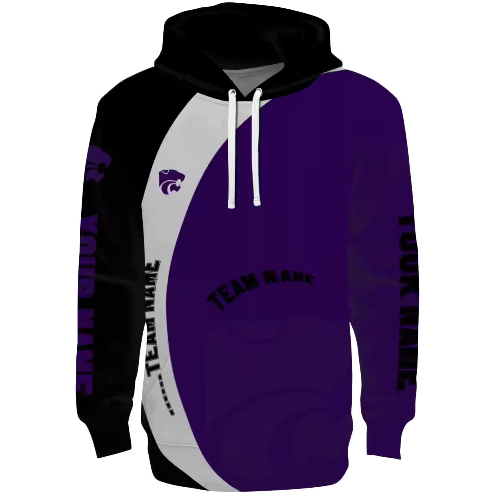 Personalized Kansas State Wildcats Minimalist Design Purple Black Hoodie