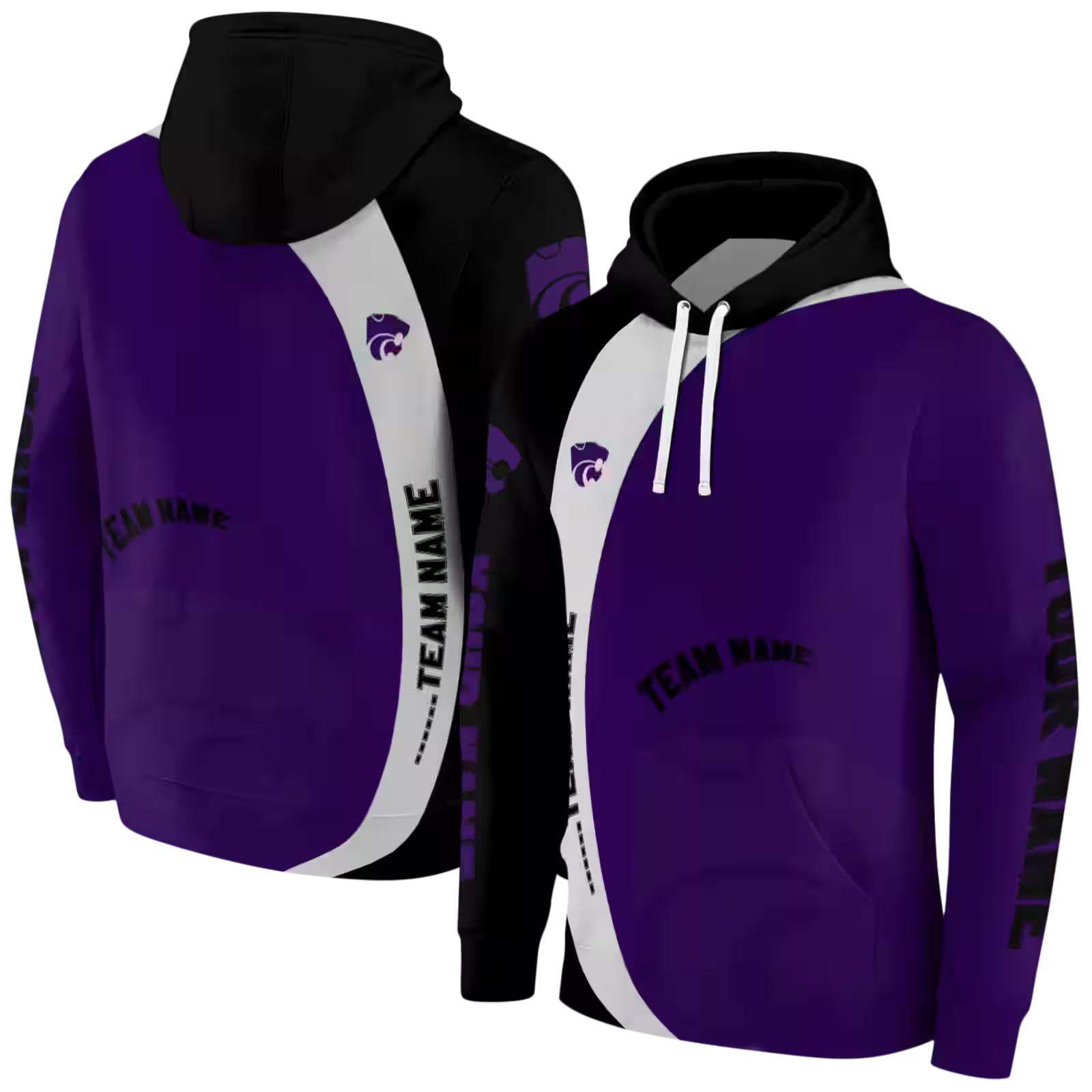 personalized kansas state wildcats minimalist design purple black hoodie fashion forward