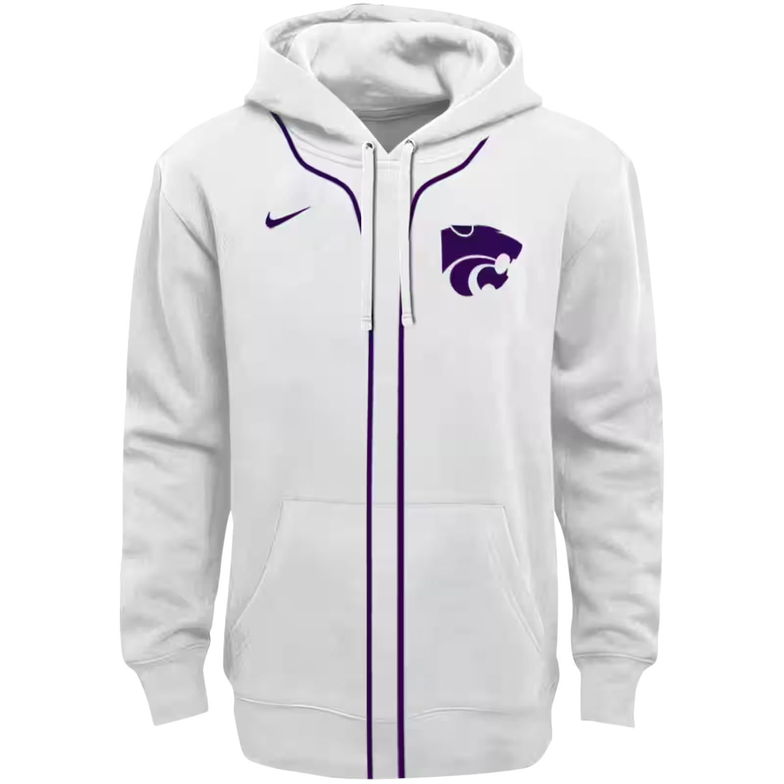 Personalized Kansas State Wildcats Sporty Stripe White Hoodie