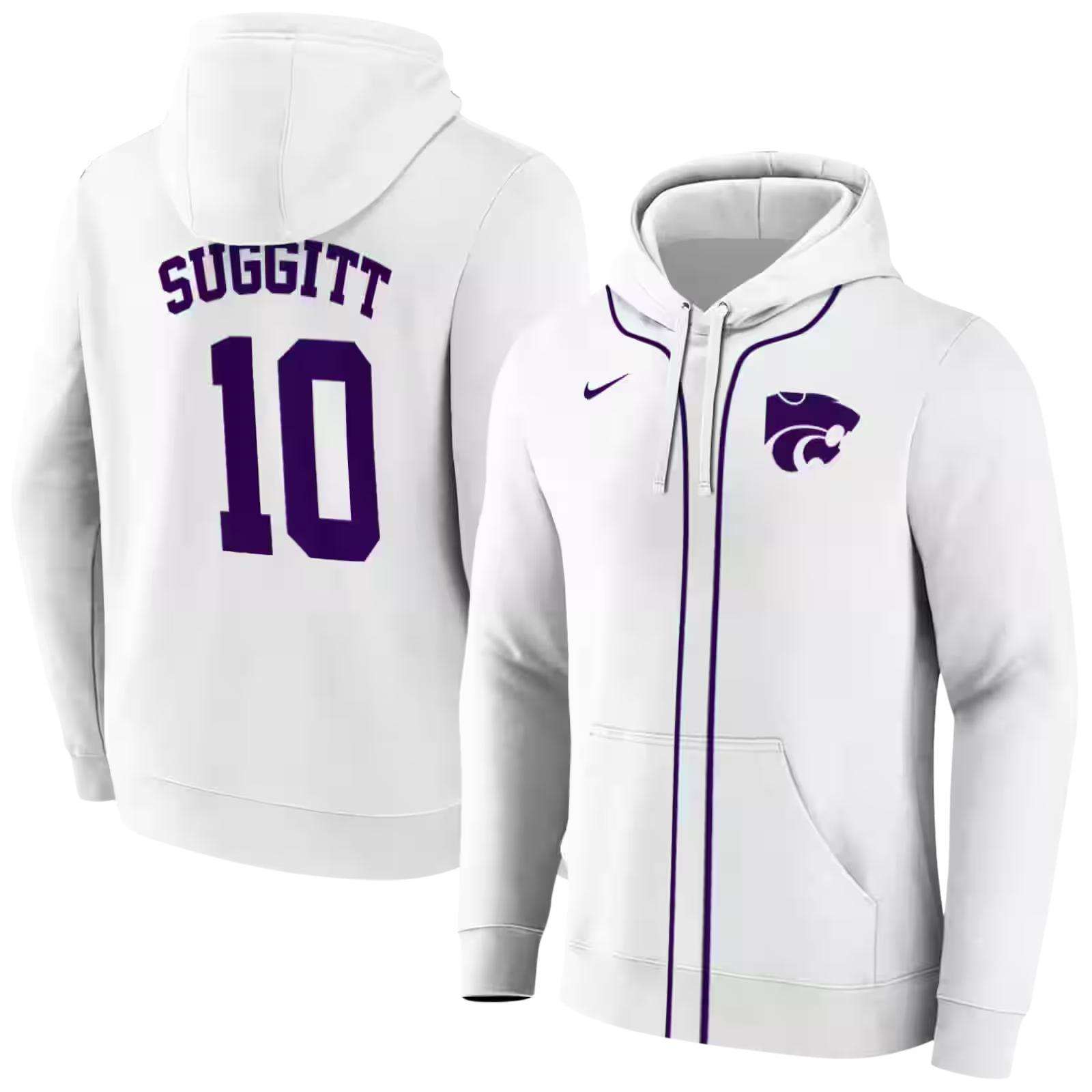 personalized kansas state wildcats sporty stripe white hoodie fashion forward