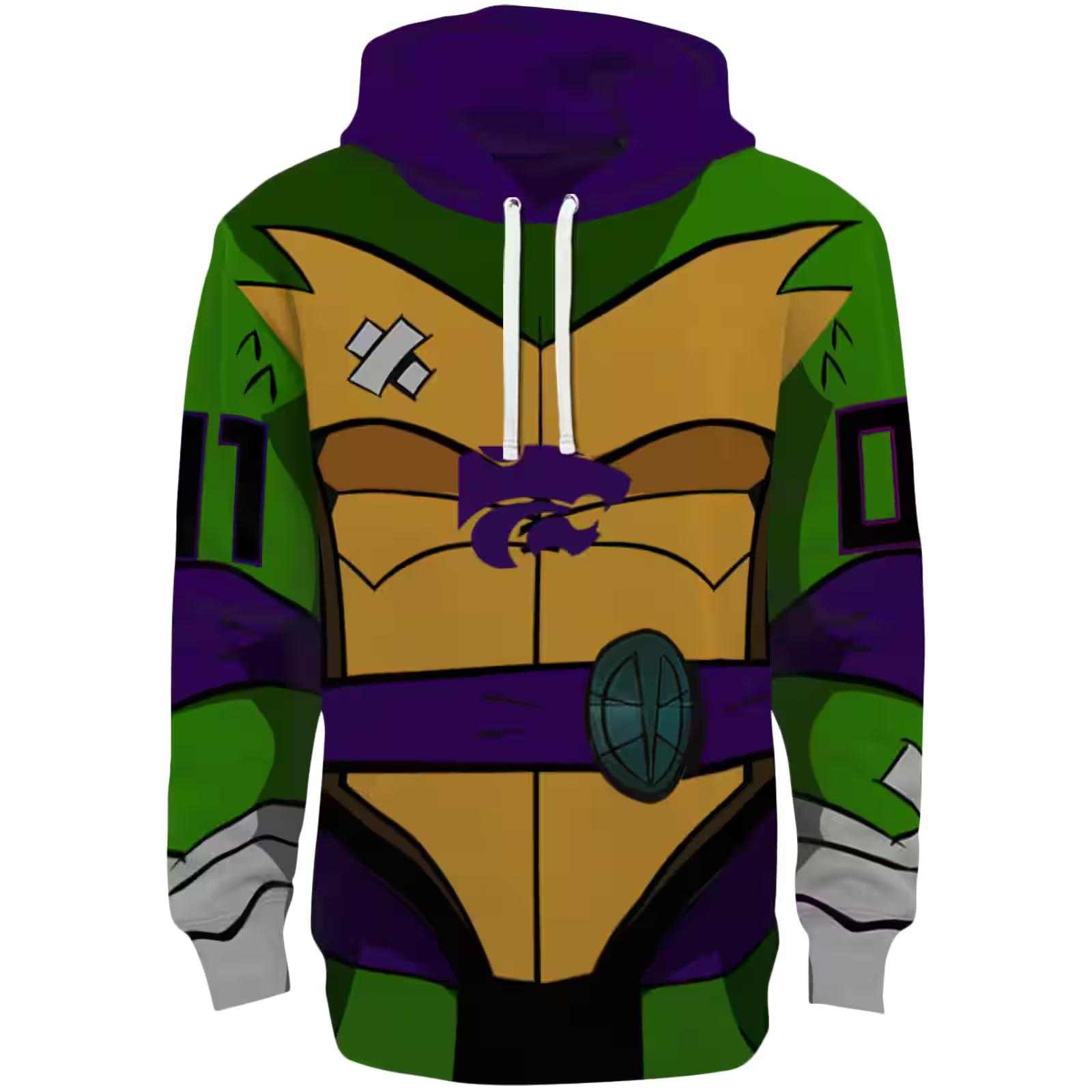 Personalized Kansas State Wildcats Superhero Armor Purple Green Hoodie