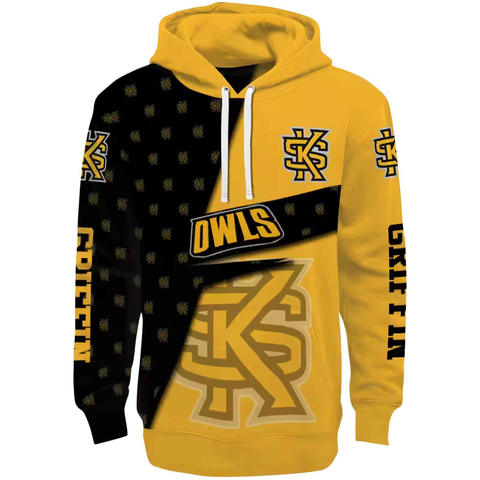 Personalized Kennesaw State Owls Abstract Shape Gold Hoodie