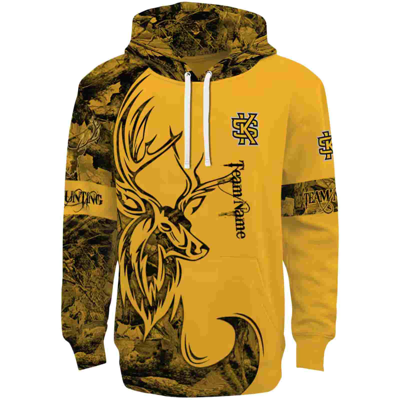 Personalized Kennesaw State Owls Deer Silhouette Gold Hoodie