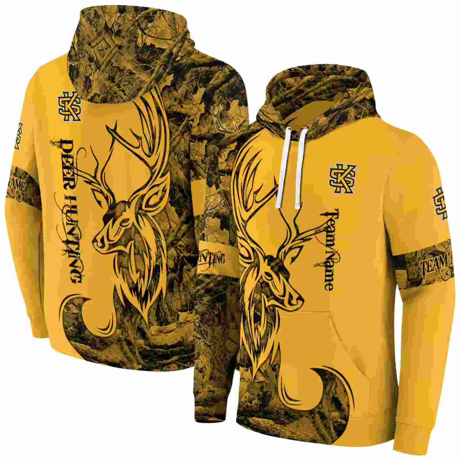 personalized kennesaw state owls deer silhouette gold hoodie fashion forward