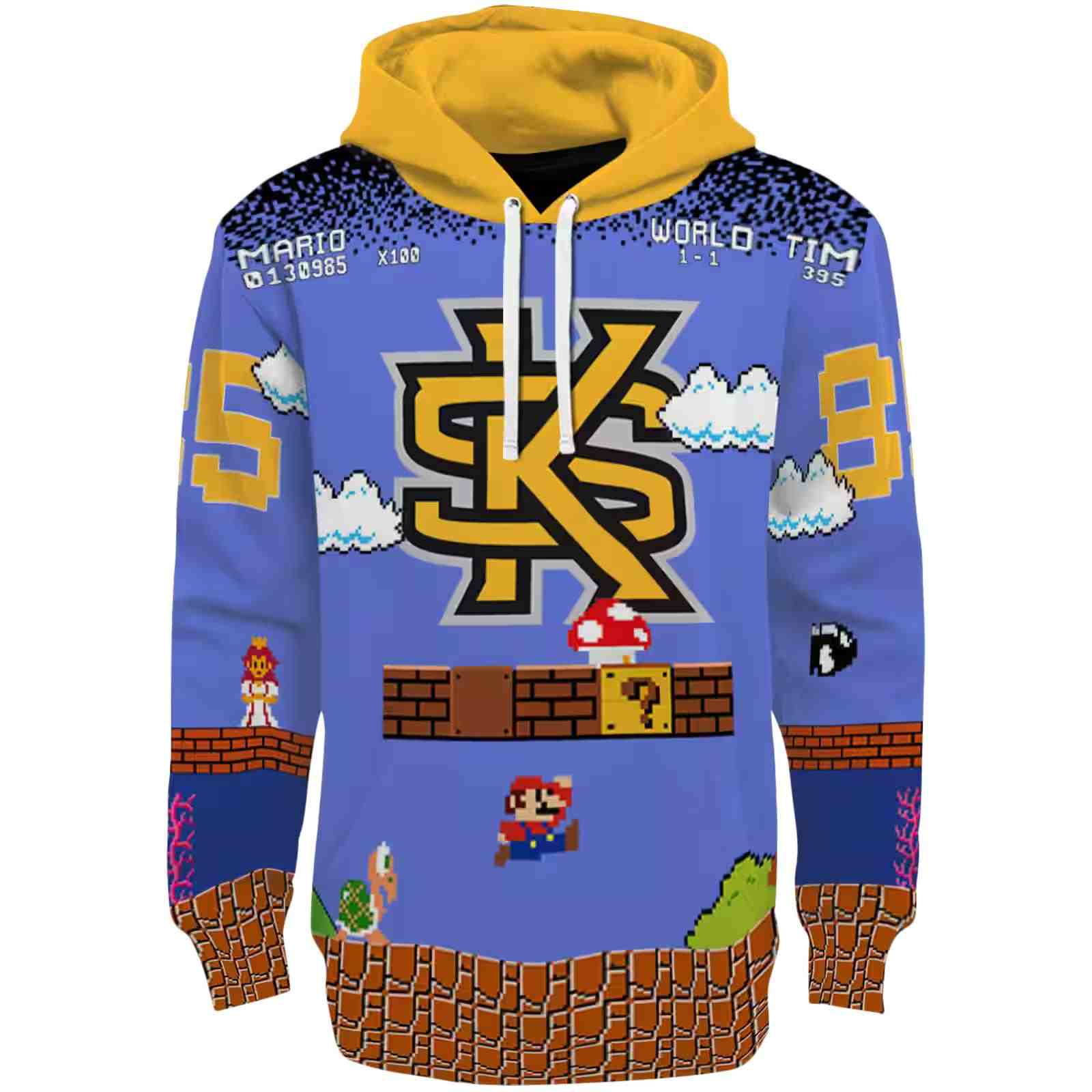 Personalized Kennesaw State Owls Mario Blue Black Hoodie