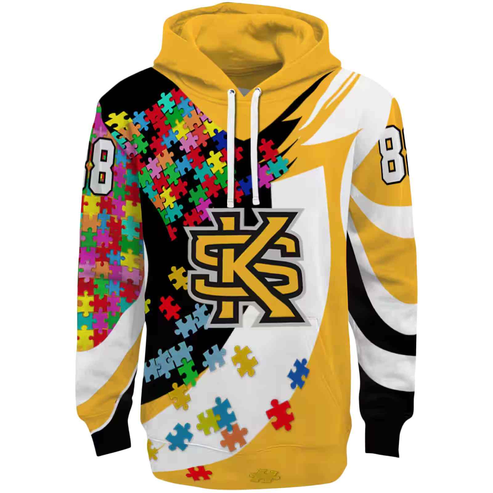 Personalized Kennesaw State Owls Puzzle Pieces Gold Hoodie