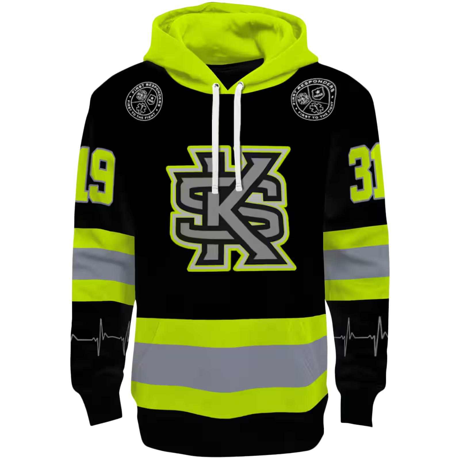 Personalized Kennesaw State Owls Safety Motif Black Neon Green Hoodie