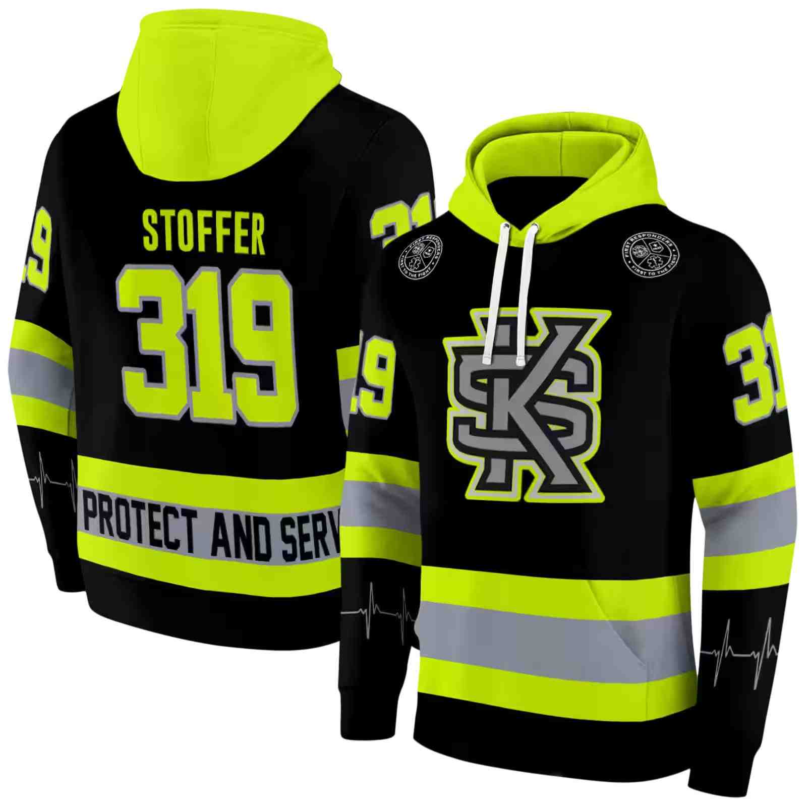 personalized kennesaw state owls safety motif black neon green hoodie fashion forward