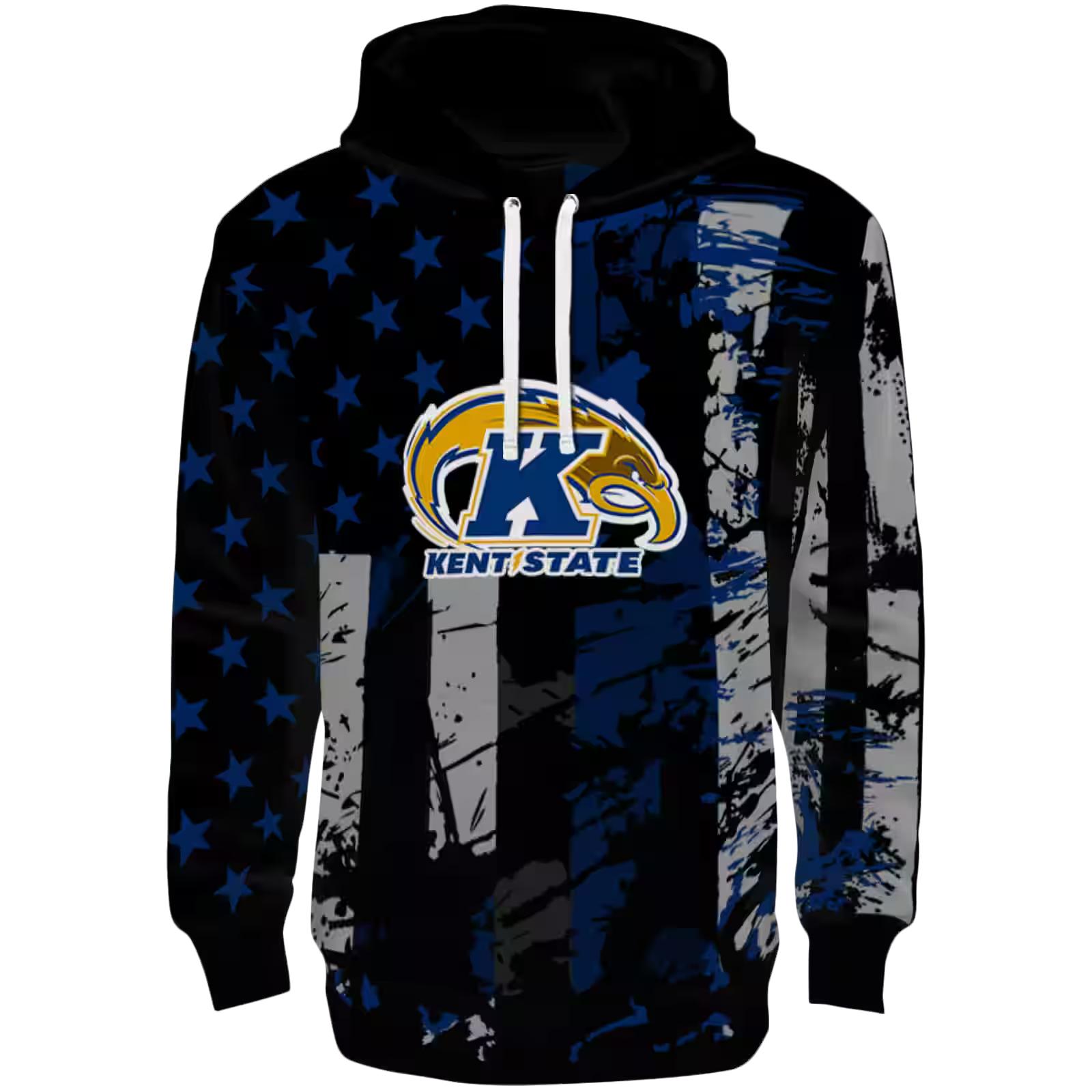 Personalized Kent State Golden Flashes Distressed Flag Navy Blue Black Hoodie