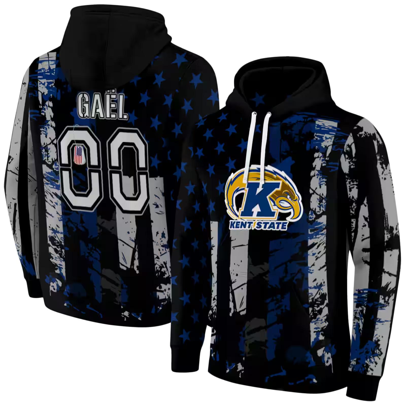 personalized kent state golden flashes distressed flag navy blue black hoodie fashion forward