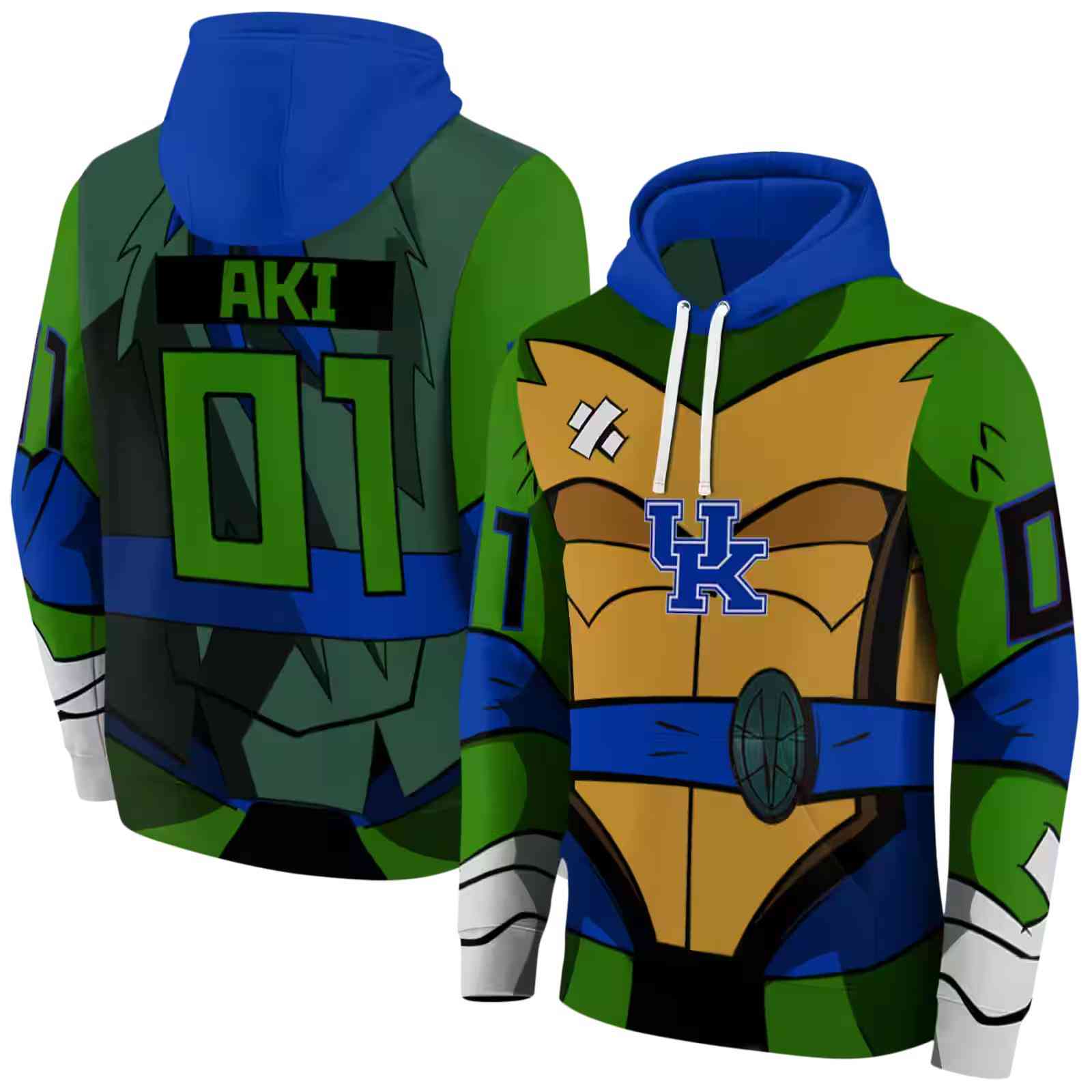 personalized kentucky wildcats superhero armor blue green hoodie fashion forward