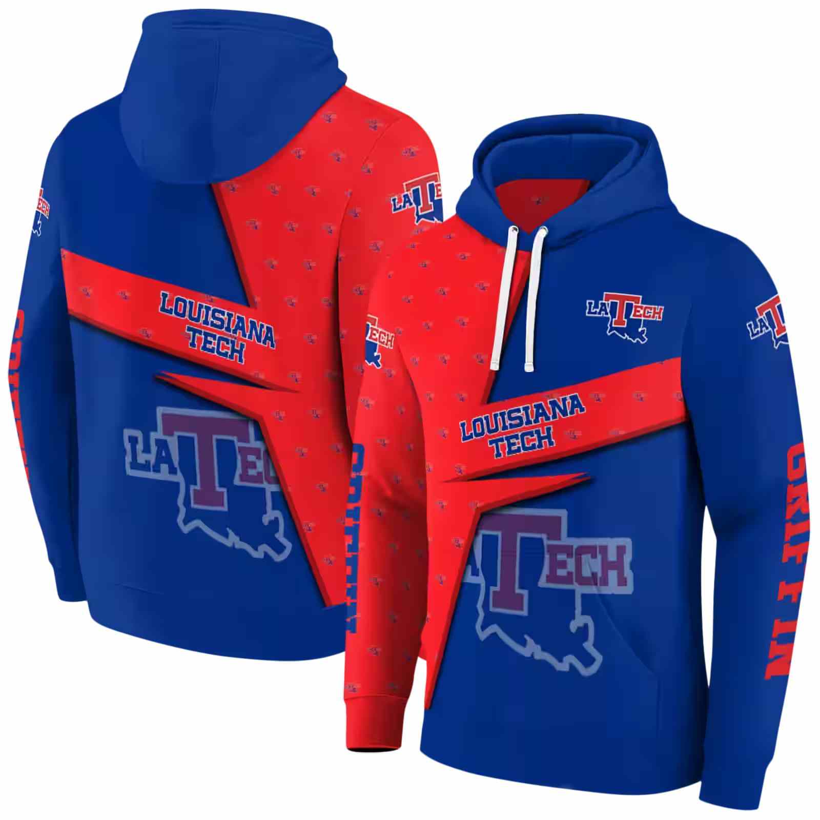 personalized la tech abstract shape blue hoodie fashion forward