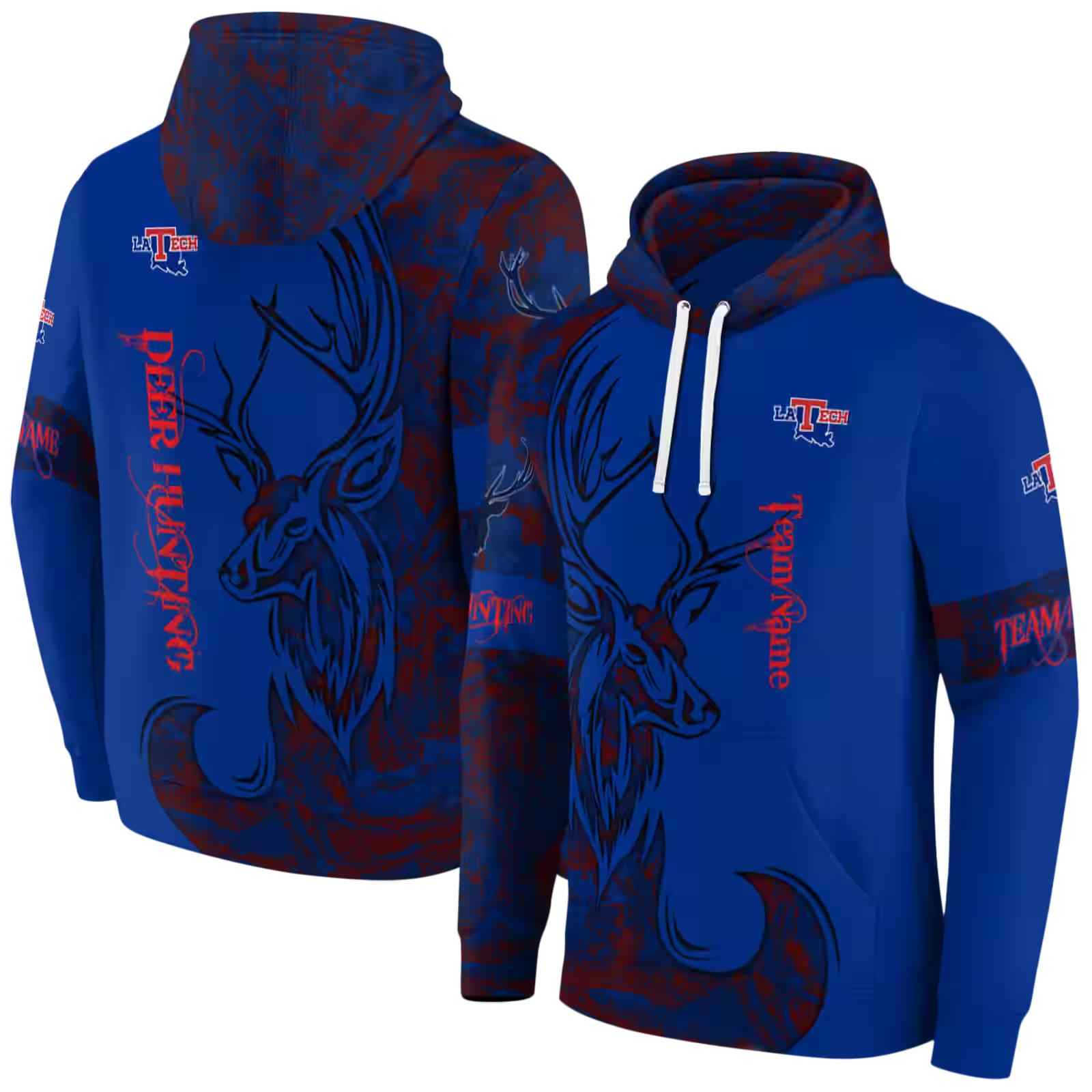 personalized la tech deer silhouette blue hoodie fashion forward