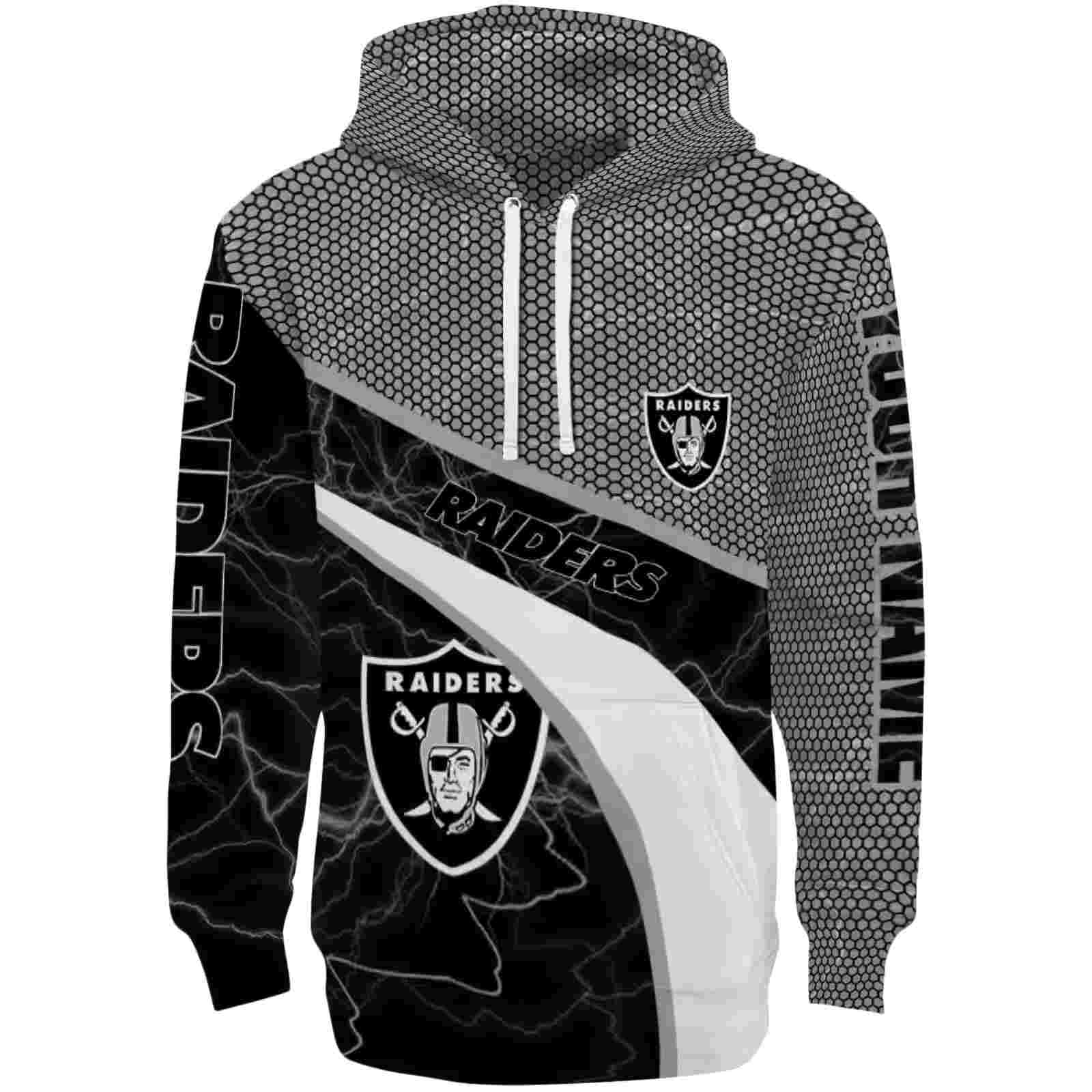 Personalized Las Vegas Raiders Hexagonal Mesh Black Gray Hoodie