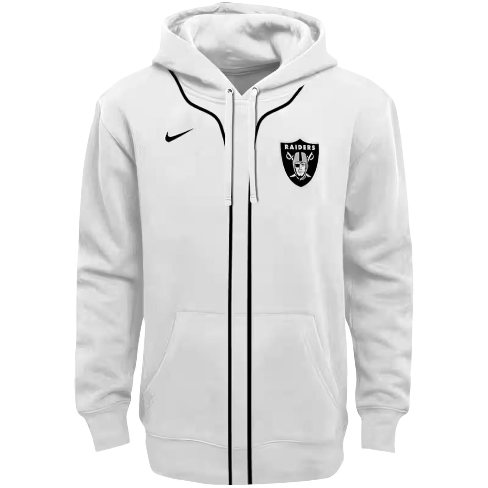 Personalized Las Vegas Raiders Sporty Stripe White Hoodie