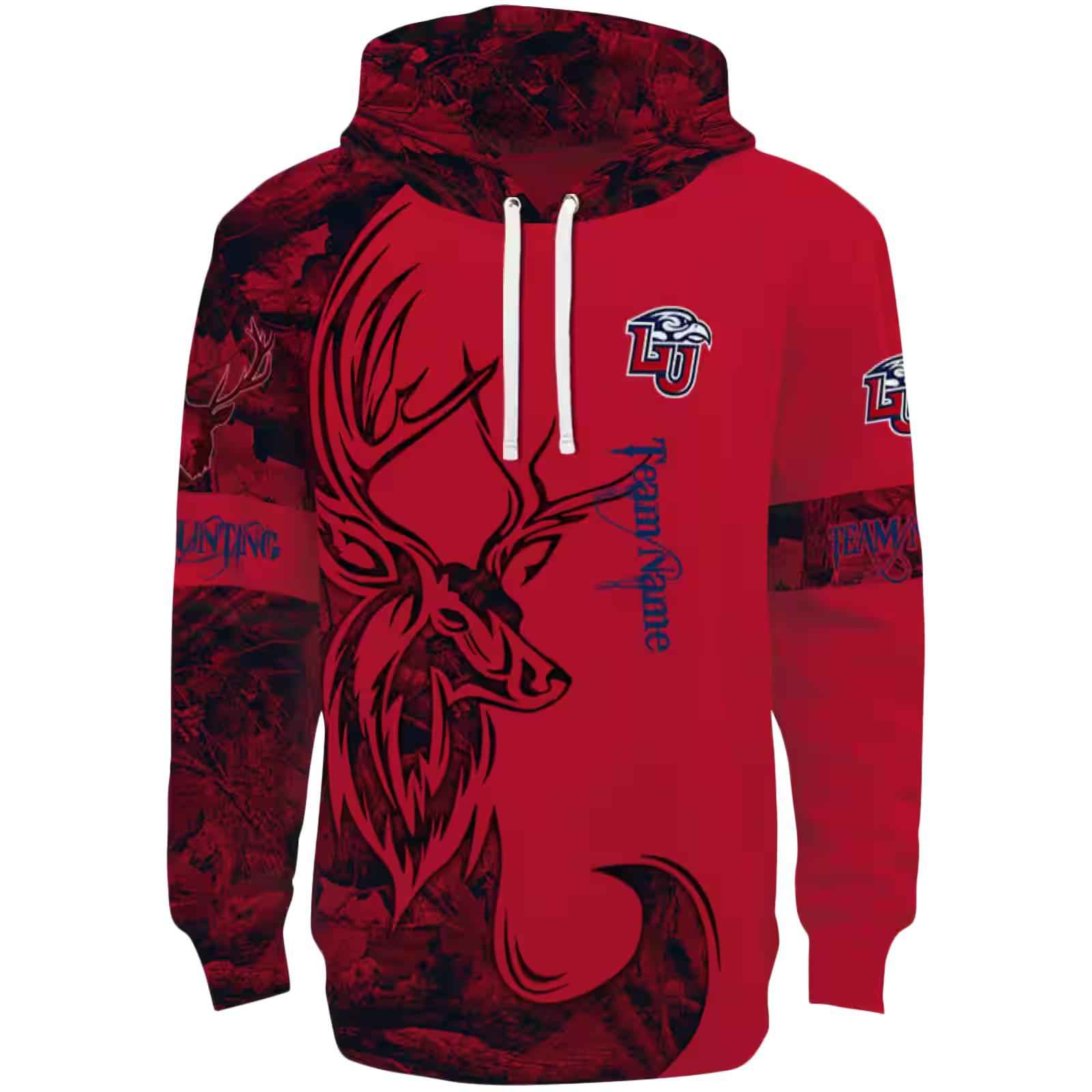 Personalized Liberty Flames Deer Silhouette Red Hoodie