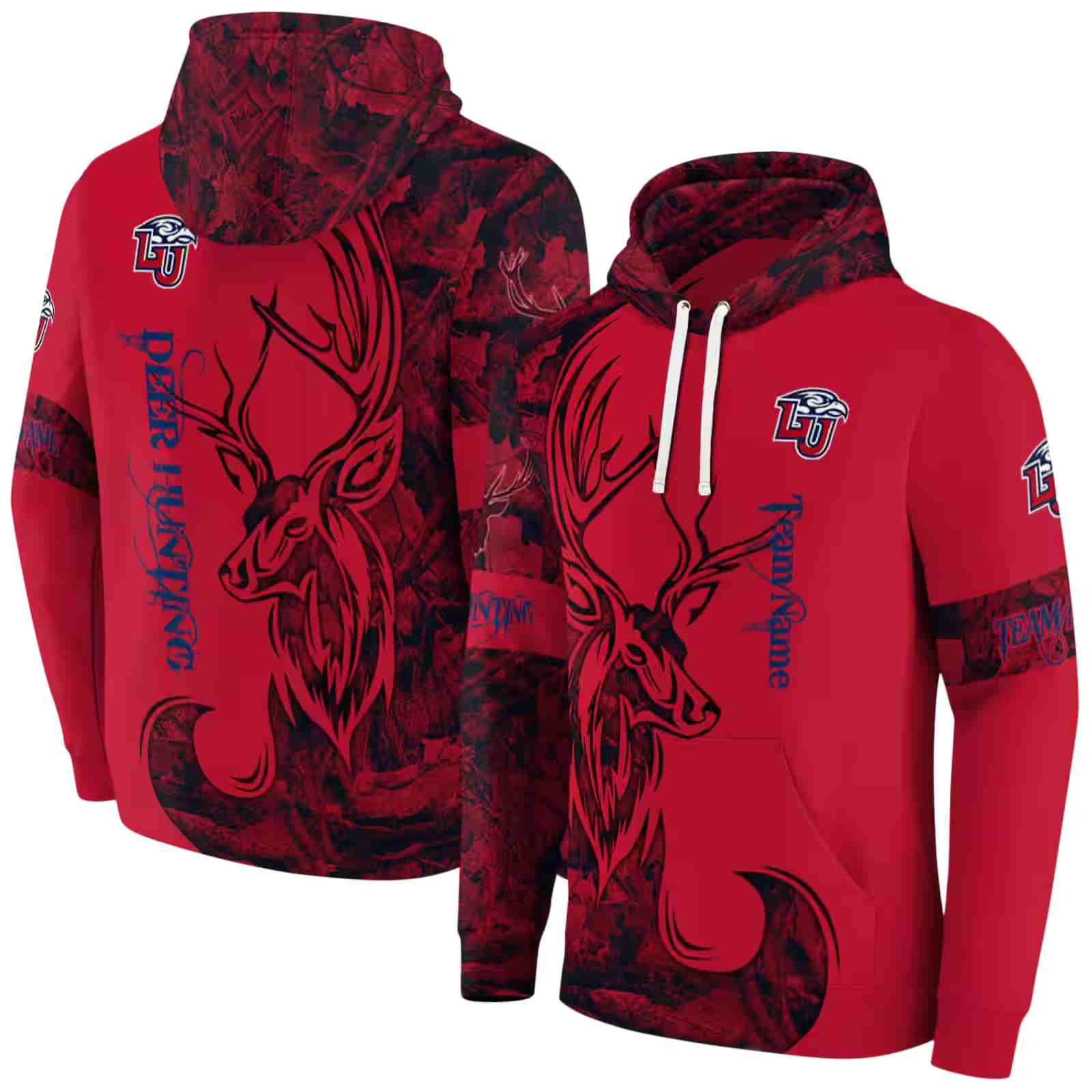 personalized liberty flames deer silhouette red hoodie fashion forward