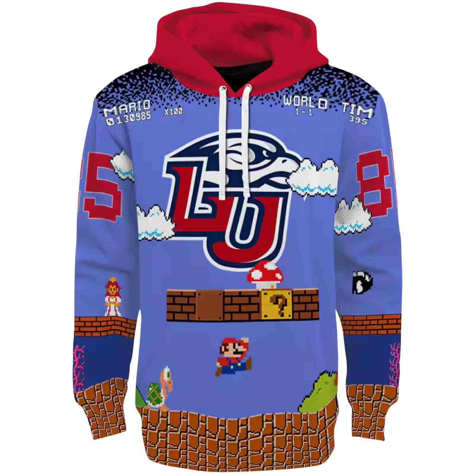 Personalized Liberty Flames Mario Blue Black Hoodie