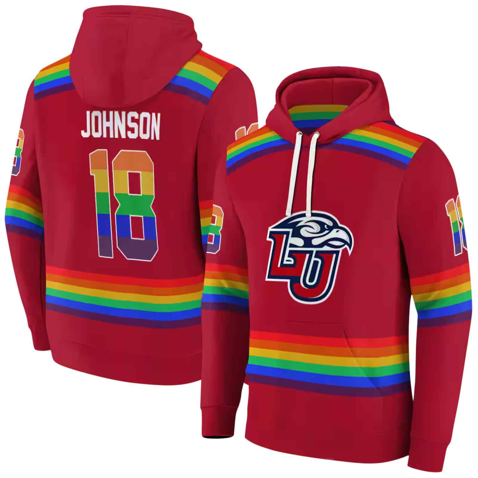 personalized liberty flames rainbow stripes red hoodie fashion forward