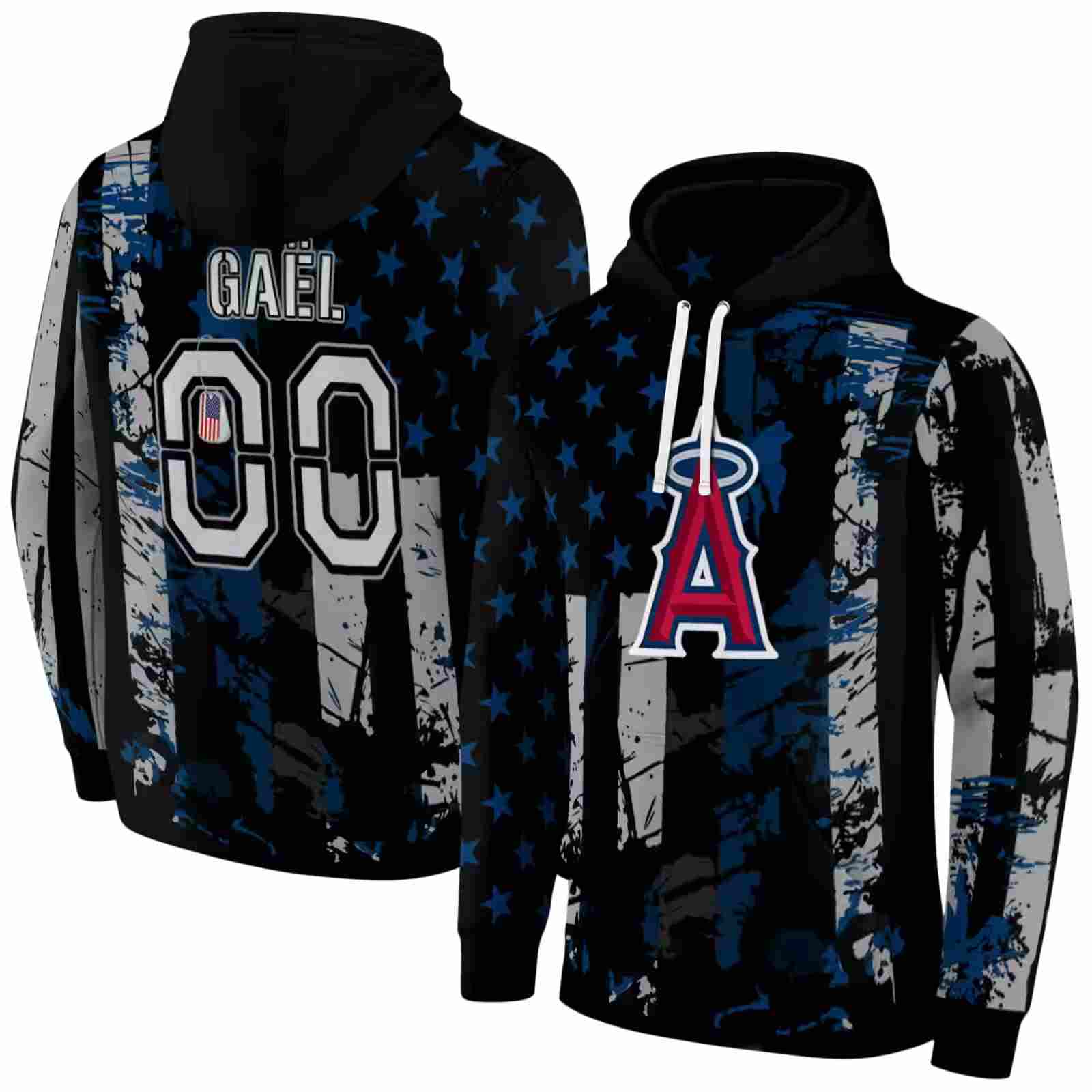 personalized los angeles angels distressed flag blue black hoodie fashion forward