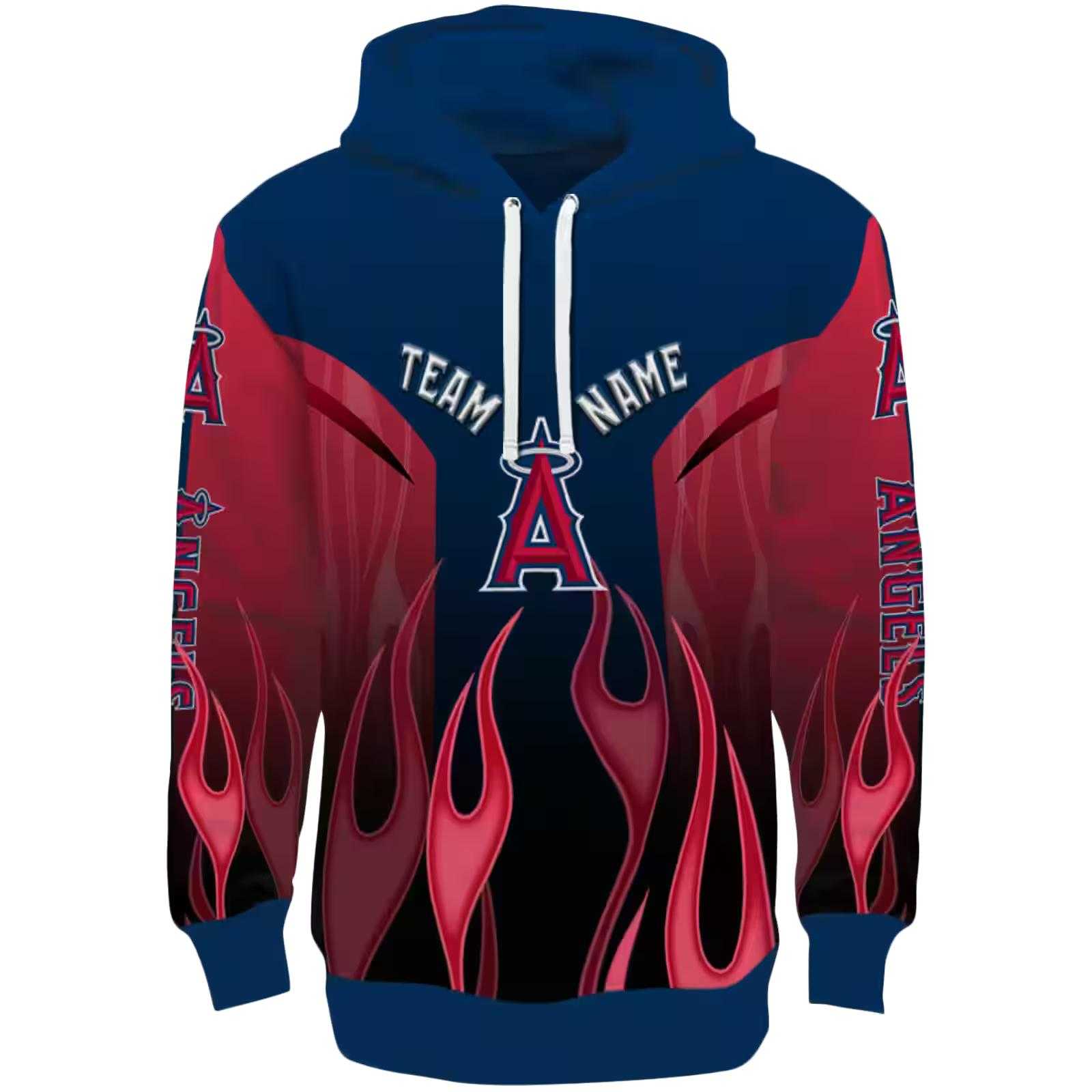 Personalized Los Angeles Angels Flame Design Blue Hoodie