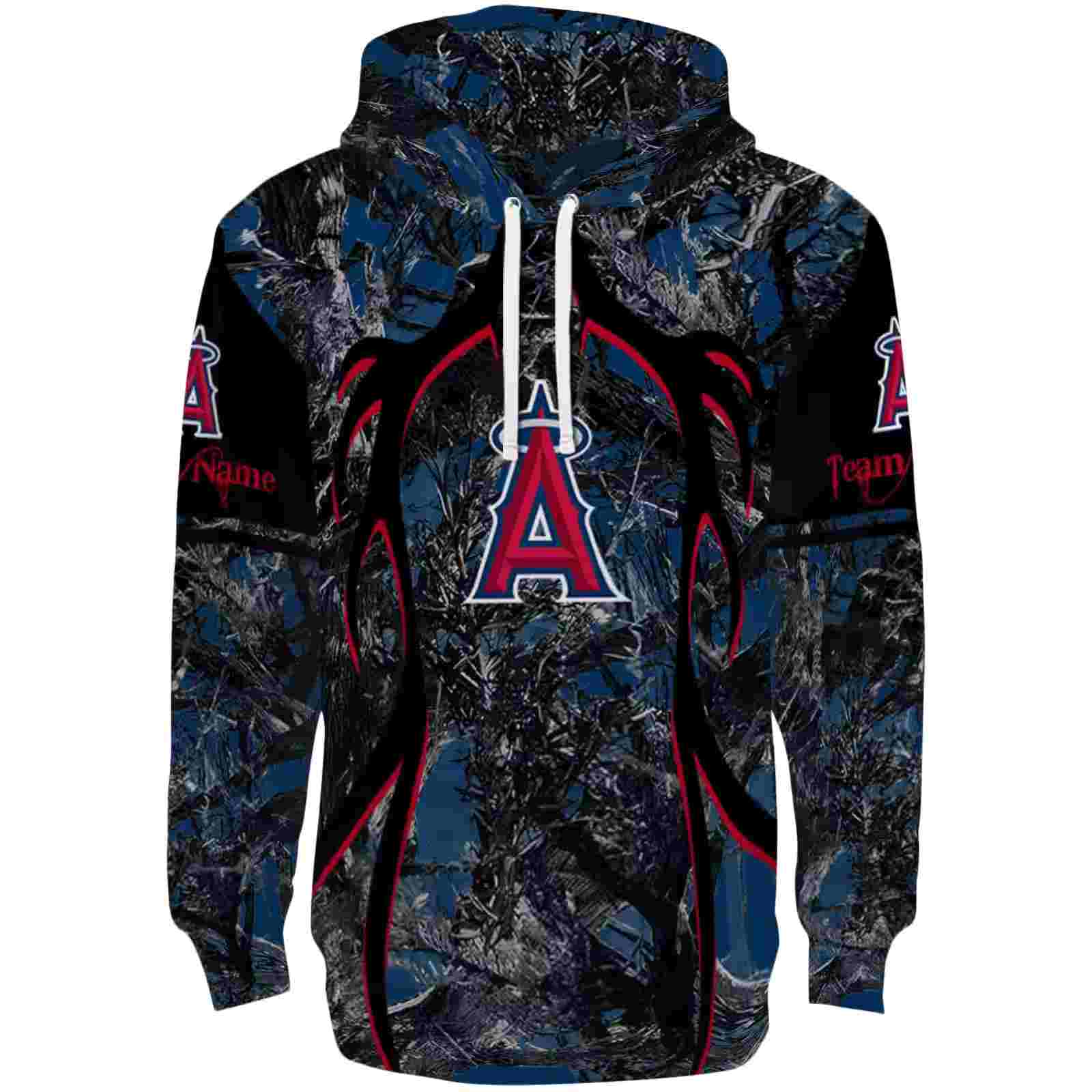 Personalized Los Angeles Angels Hunting Theme Blue Black Hoodie