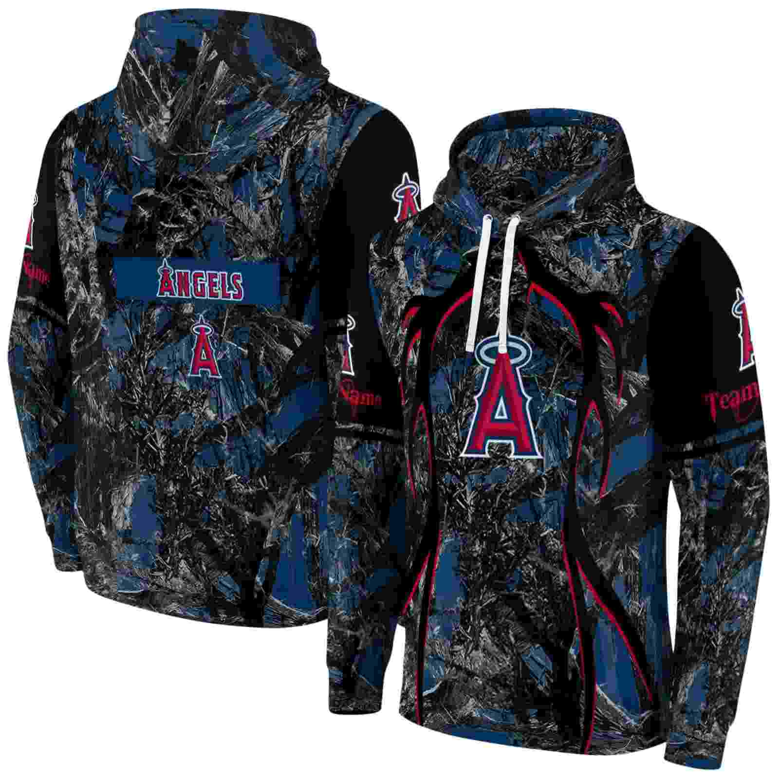 personalized los angeles angels hunting theme blue black hoodie fashion forward