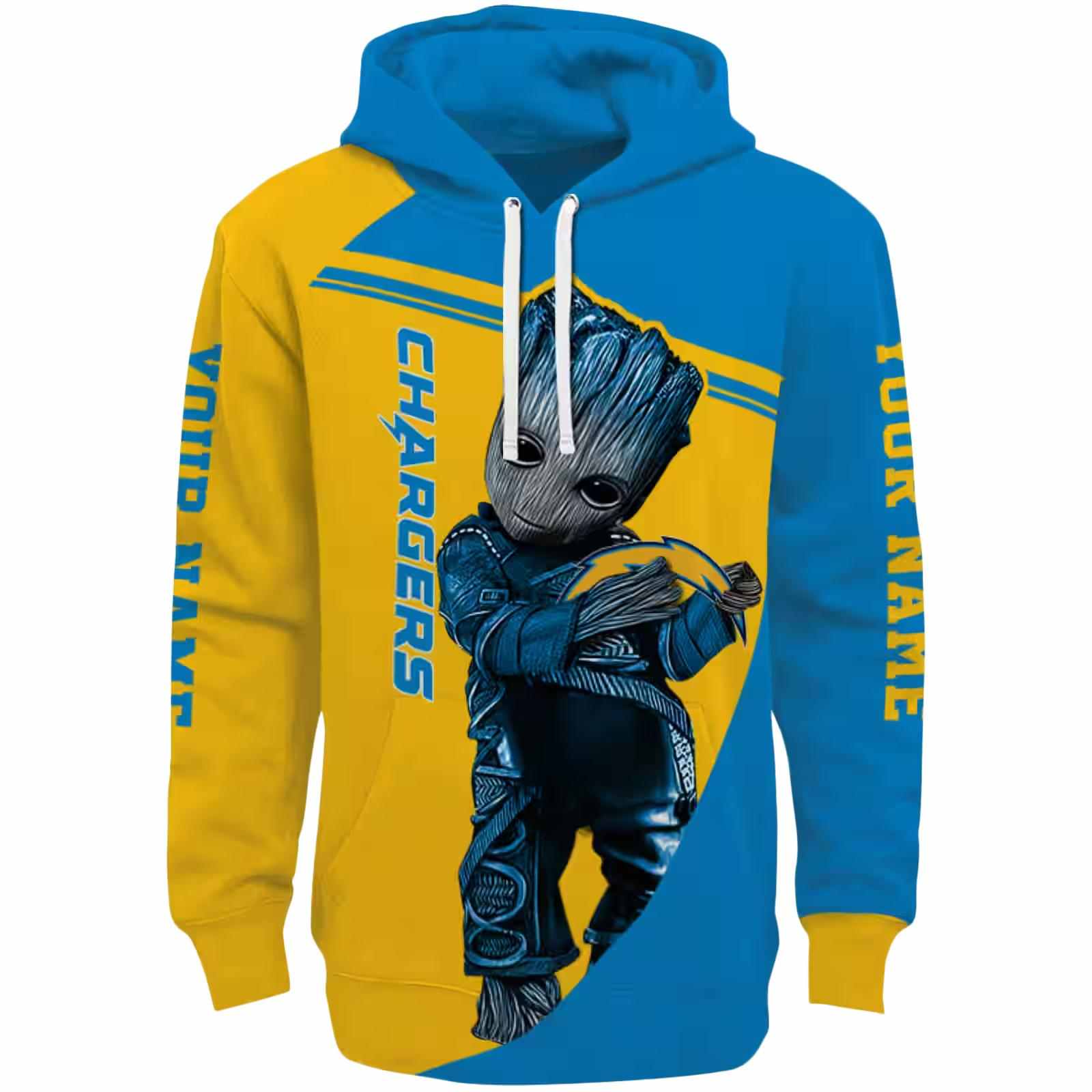 Personalized Los Angeles Chargers Groot Blue Hoodie