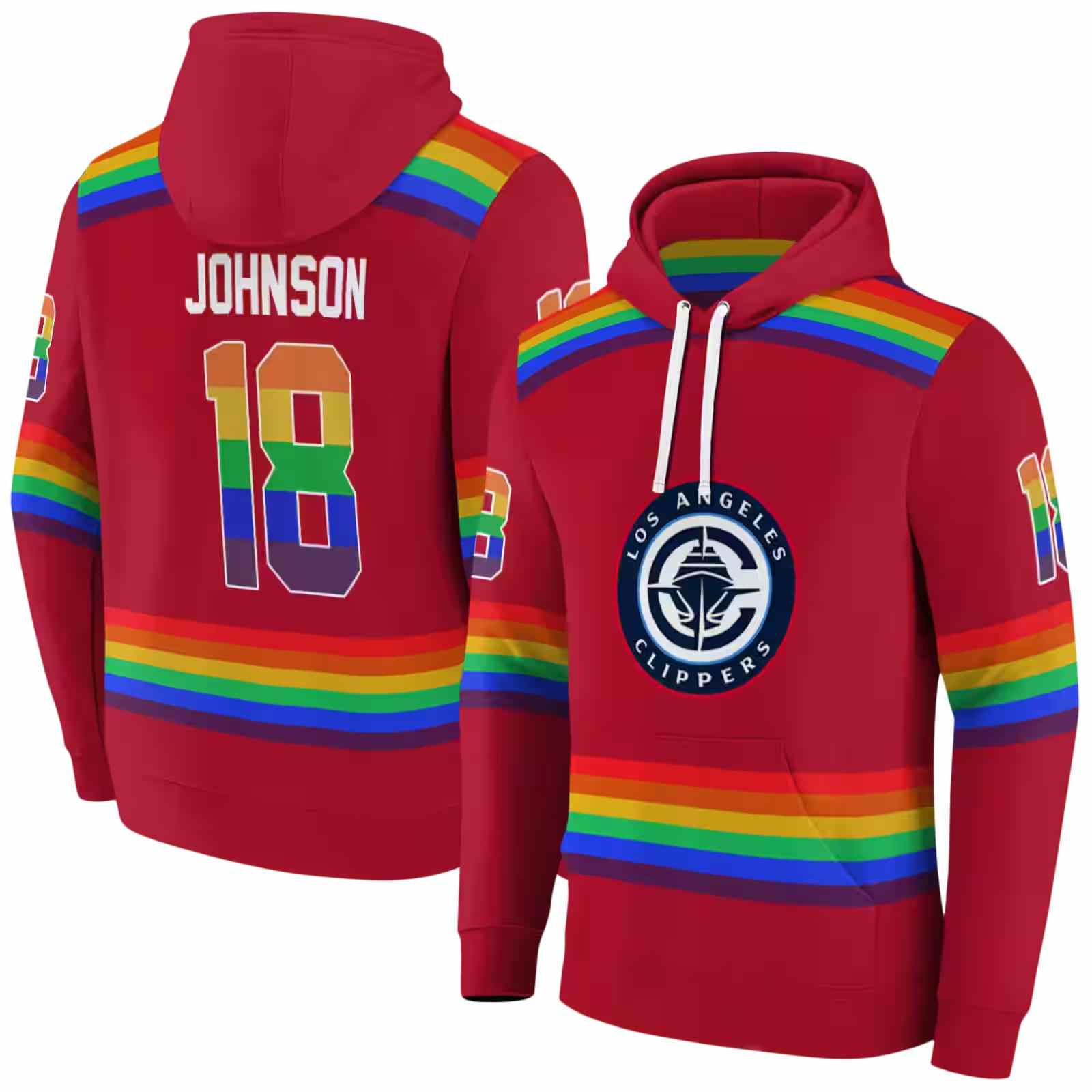 personalized los angeles clippers rainbow stripes red hoodie fashion forward